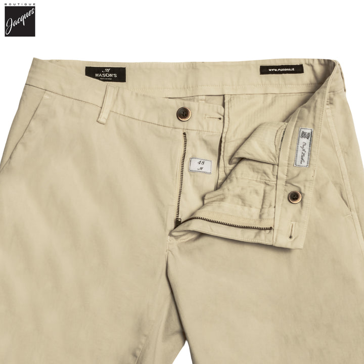 Beige Cotton-Stretch Torino Slim Fit Bermuda Shorts - Mason's - Boutique Jacques International