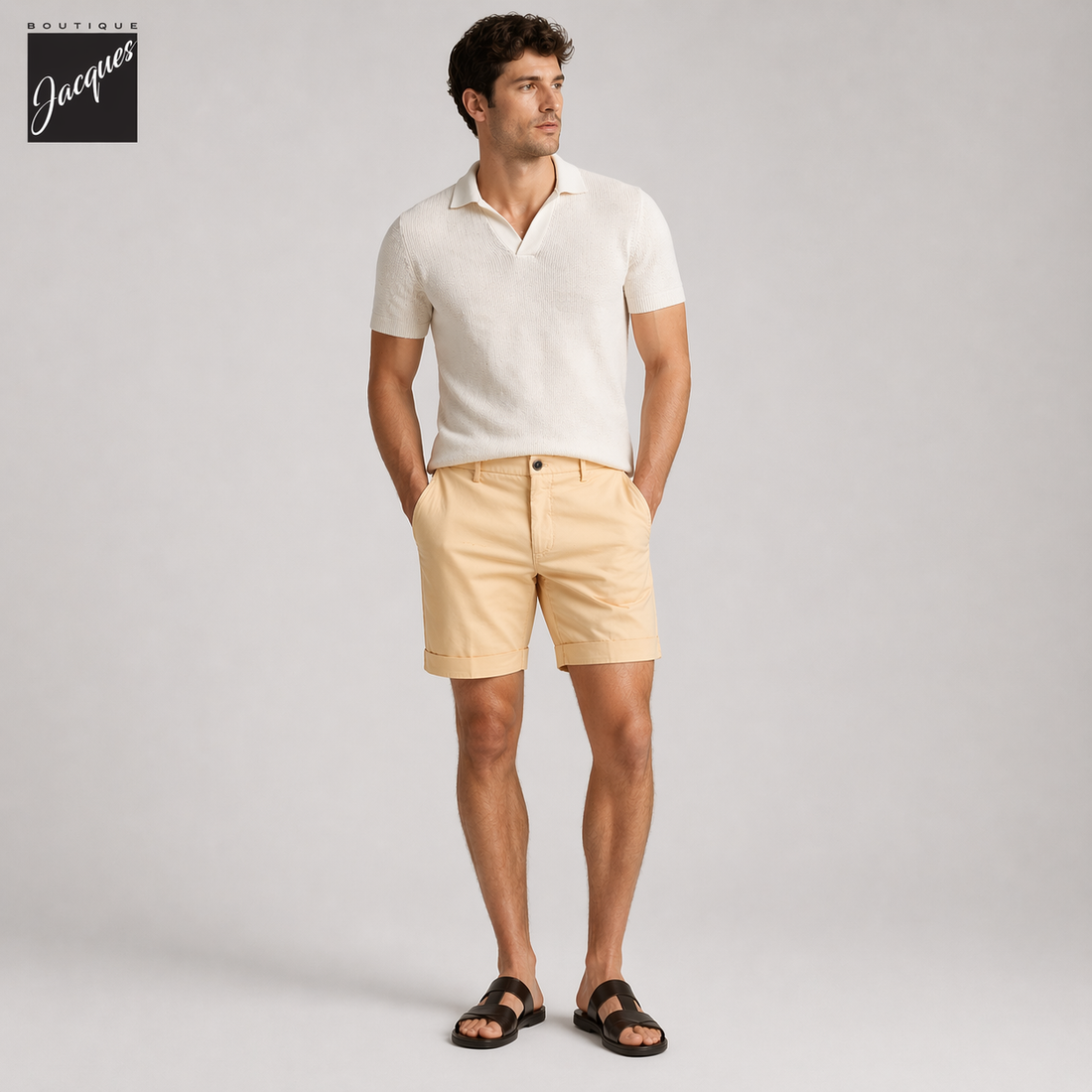 Peach Cotton-Stretch Torino Slim Fit Bermuda Shorts - Mason's - Boutique Jacques International