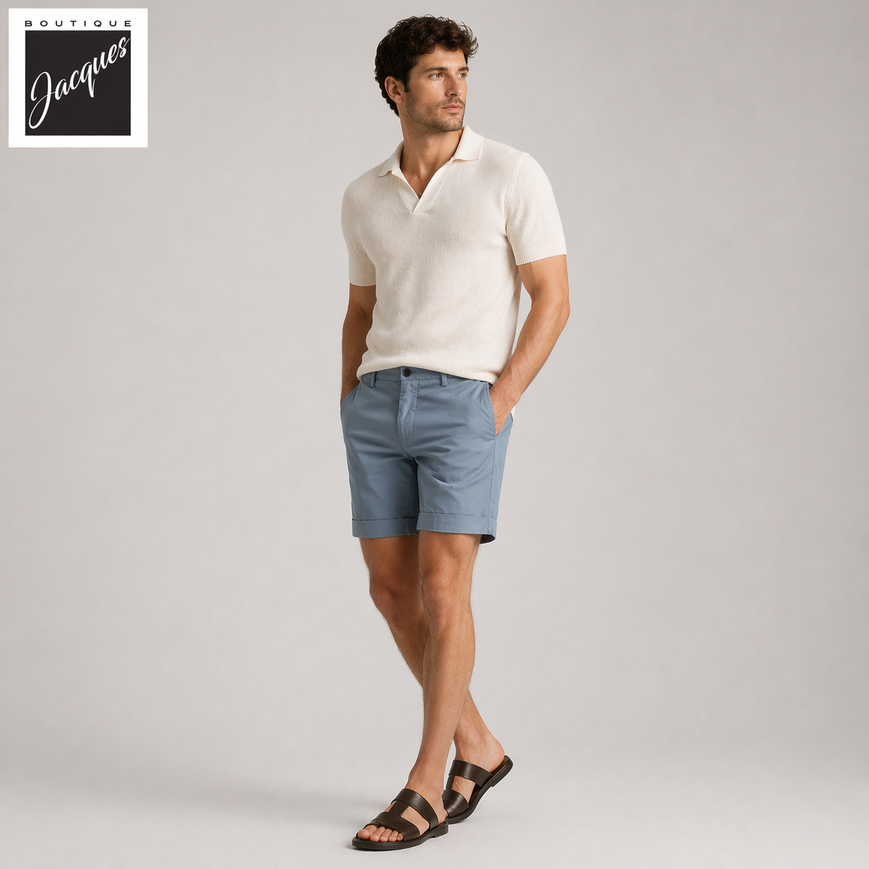 Cadet Blue Cotton-Stretch Torino Slim Fit Bermuda Shorts - Mason's - Boutique Jacques International