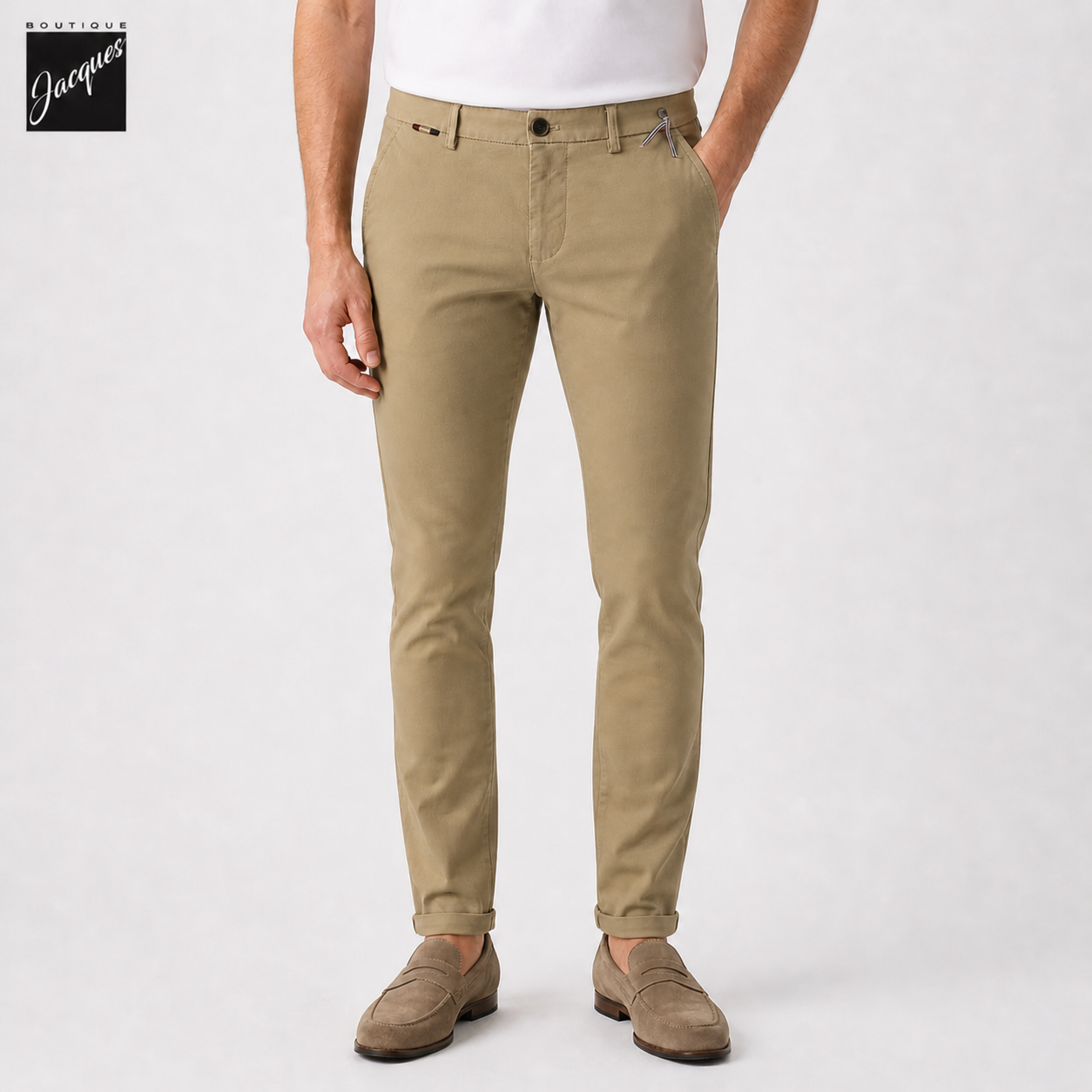 Sand Gaberdine Stretch Torino Slim Fit Chino Pants - Mason's - Boutique Jacques International