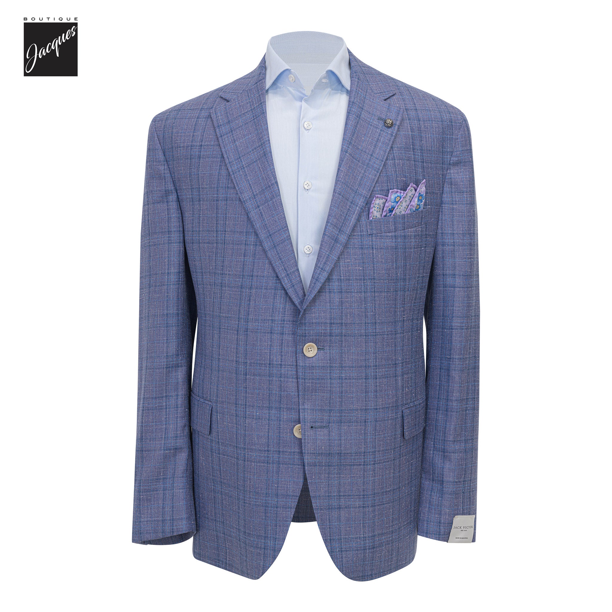 Mauve Check Wool/Silk/Linen Midland Contemporary Fit Sport Jacket - Jack Victor