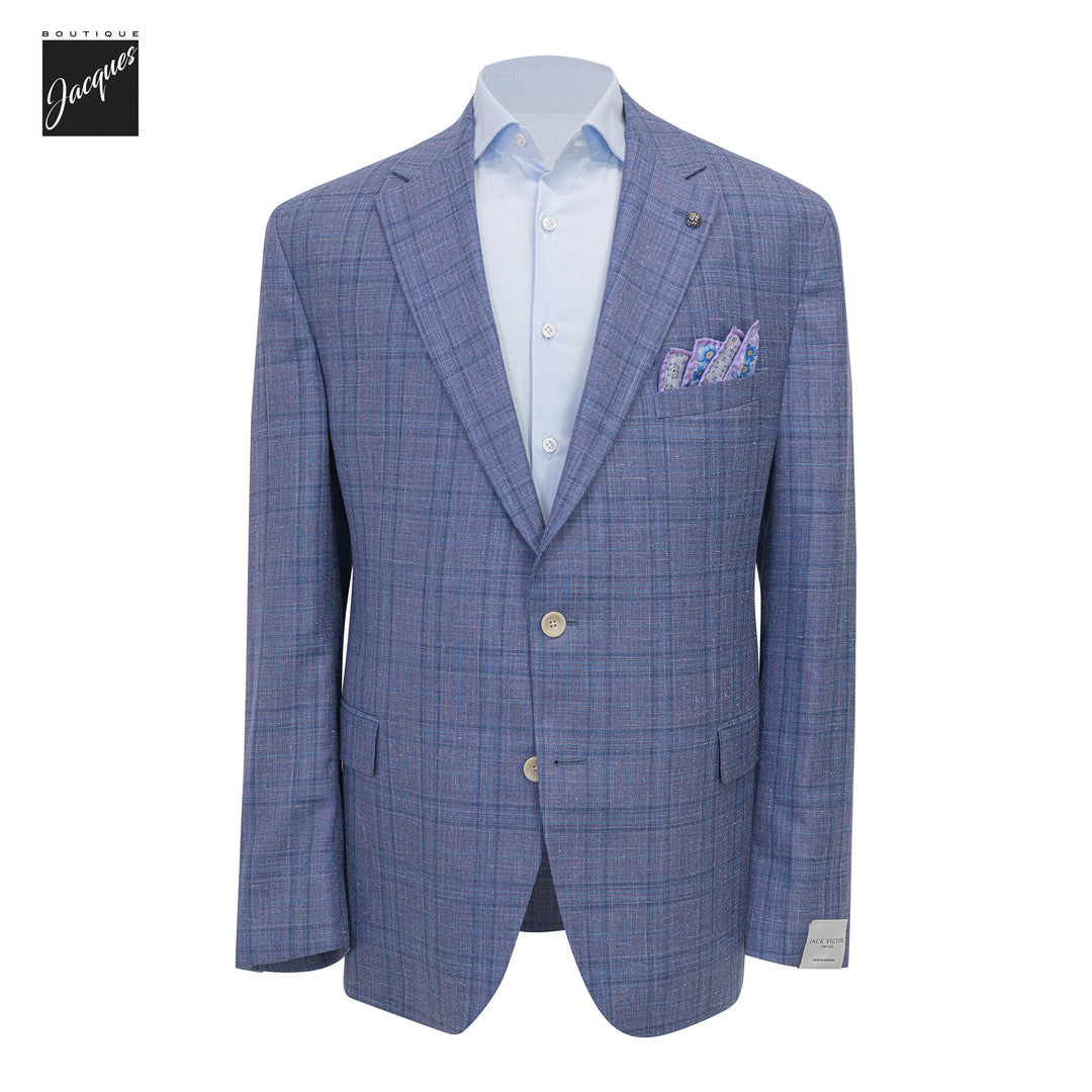 Mauve Check Wool/Silk/Linen Midland Contemporary Fit Sport Jacket - Jack Victor
