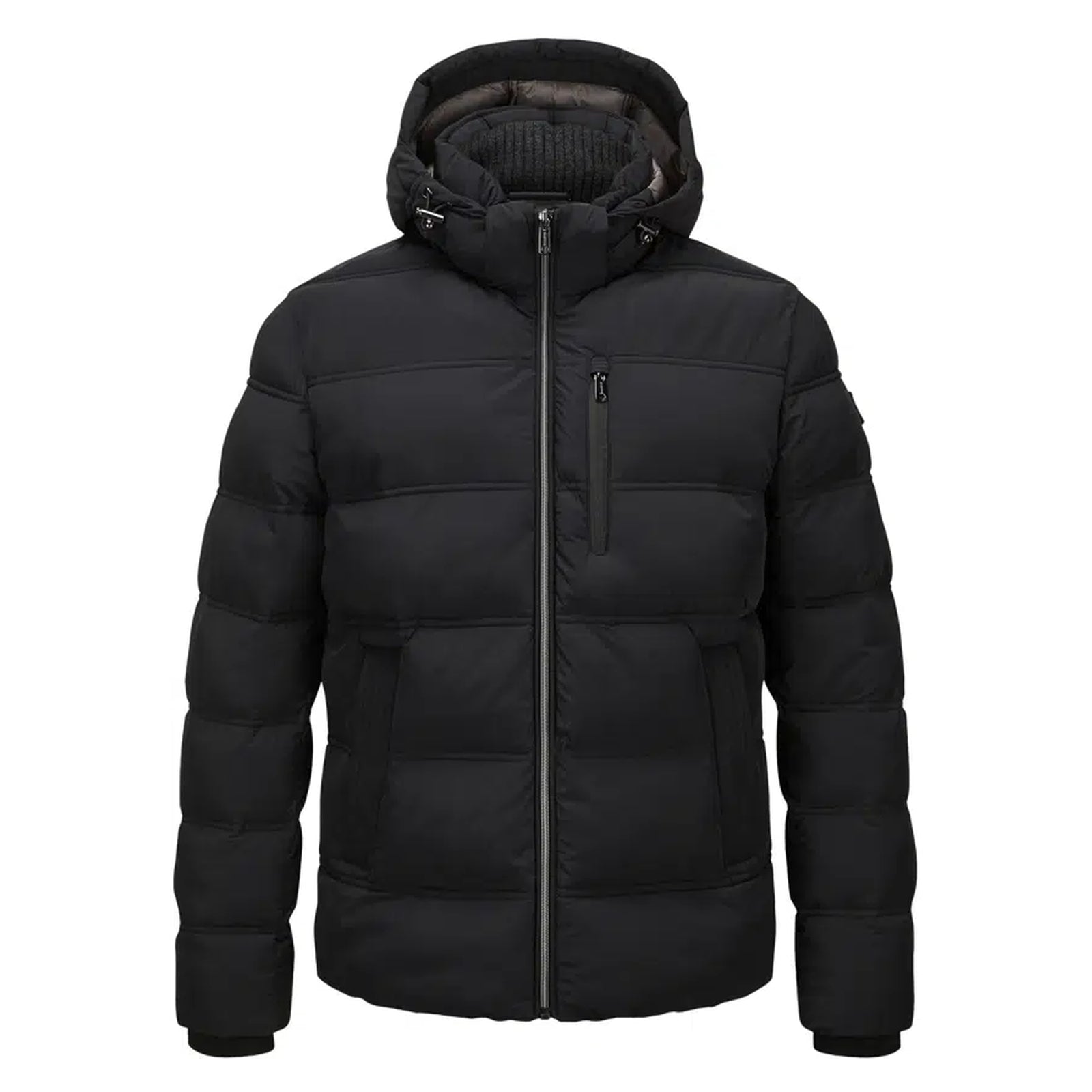 Black Technical Puffer Winter Coat with Removable Hood - Milestone
