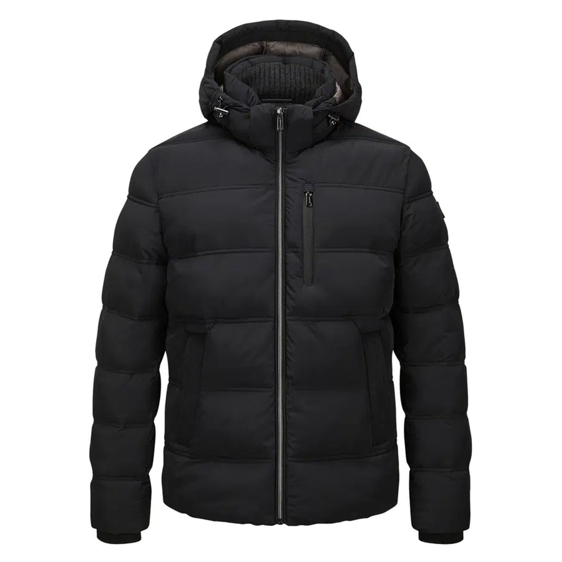 Black Technical Puffer Winter Coat with Removable Hood - Milestone