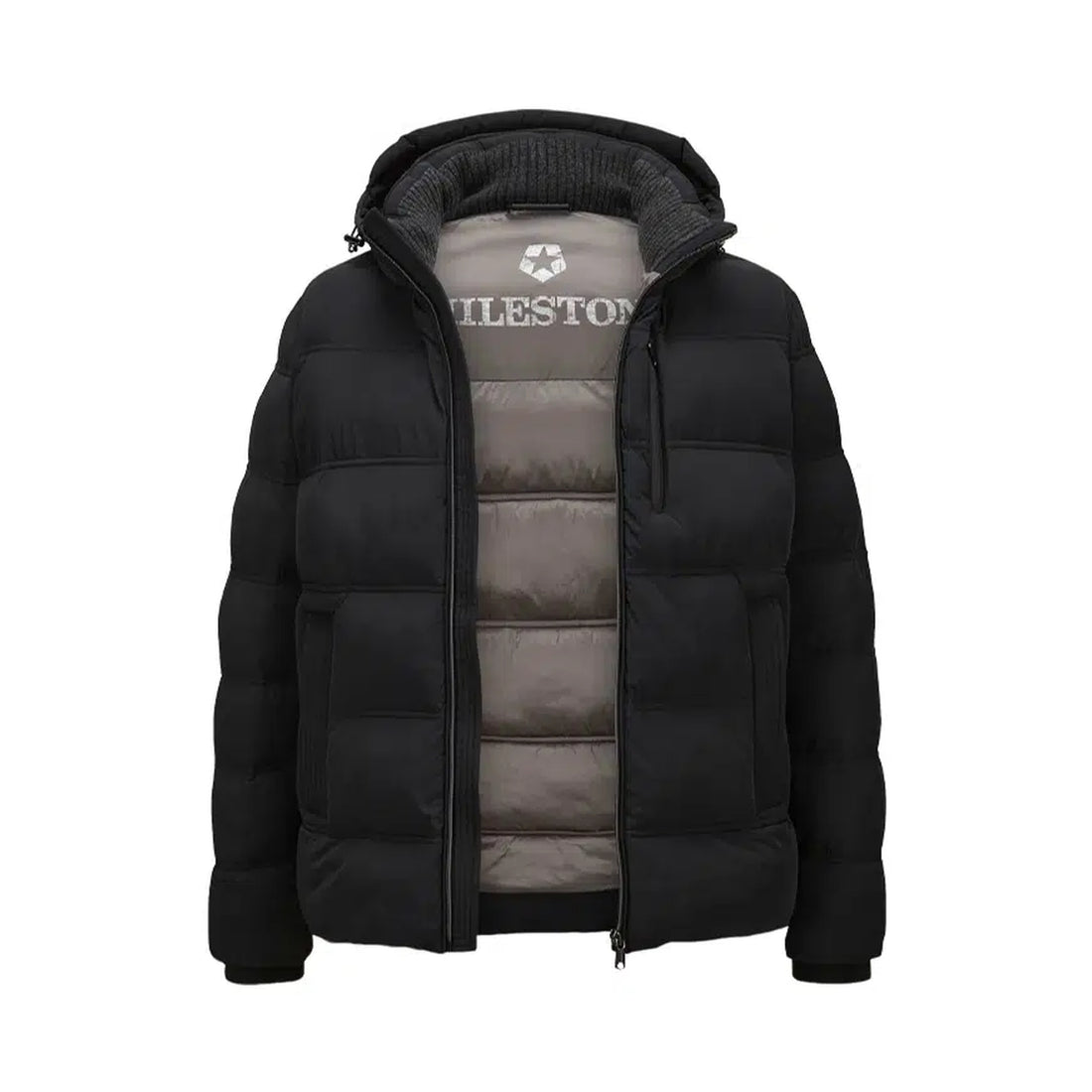 Black Technical Puffer Winter Coat with Removable Hood - Milestone