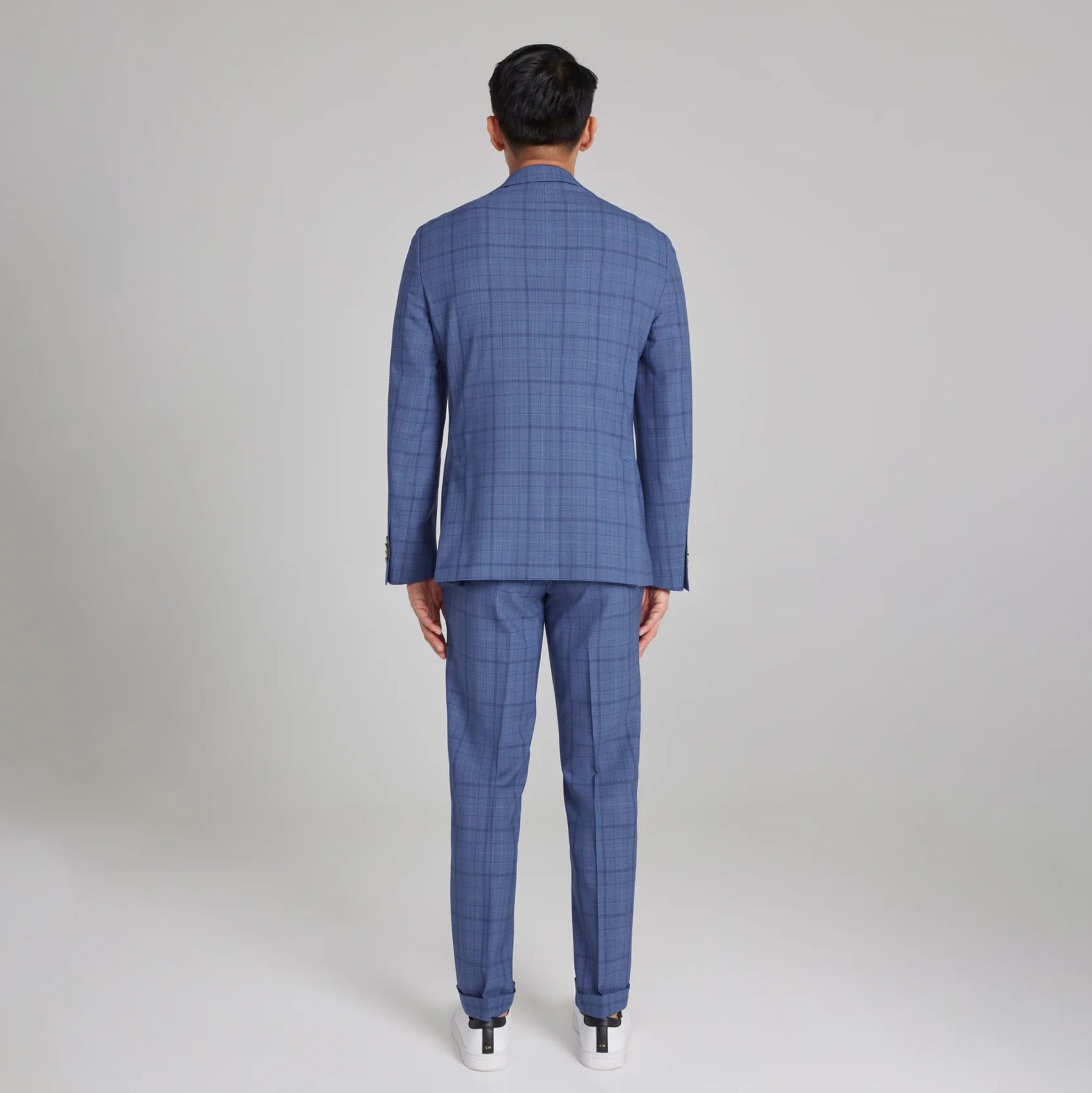 Mid-Blue Tonal Plaid Midland Contemporary Fit DRAGO Wool Suit - Jack Victor - Boutique Jacques International