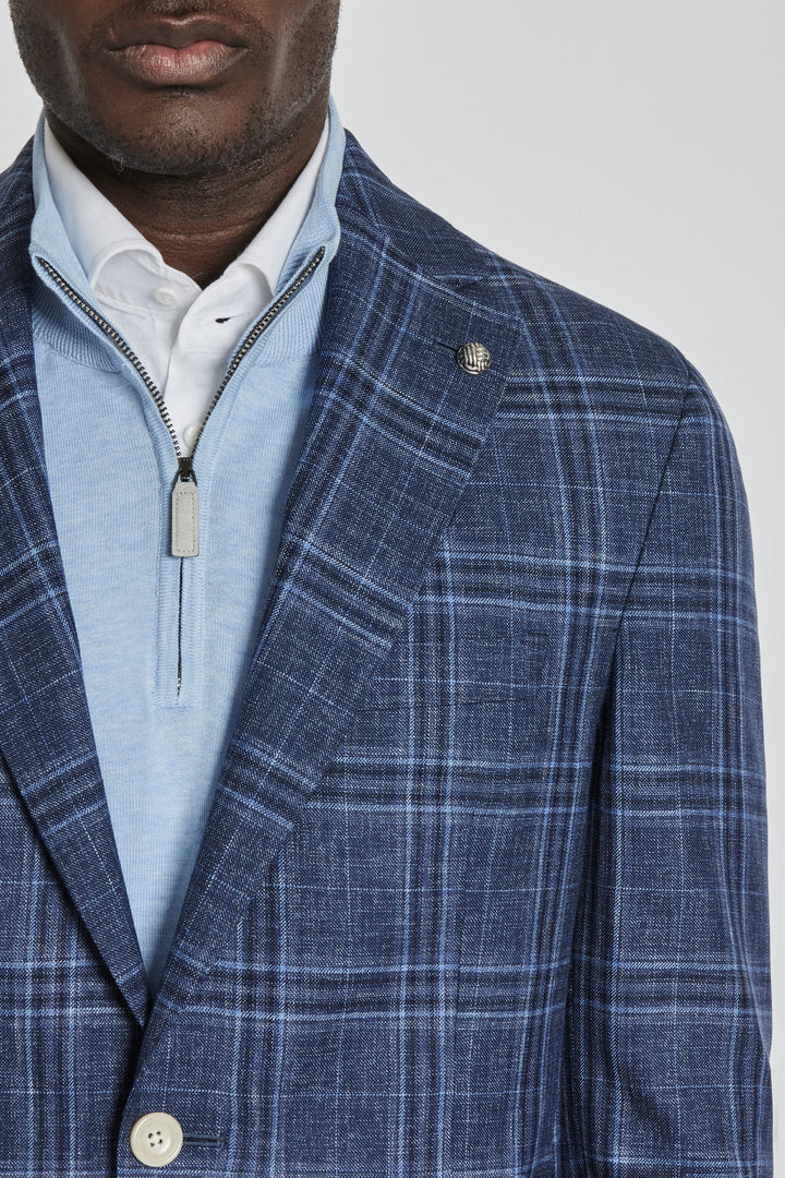 Blue Tonal Glen Check Midland Contemporary Fit Sport Coat - Jack 