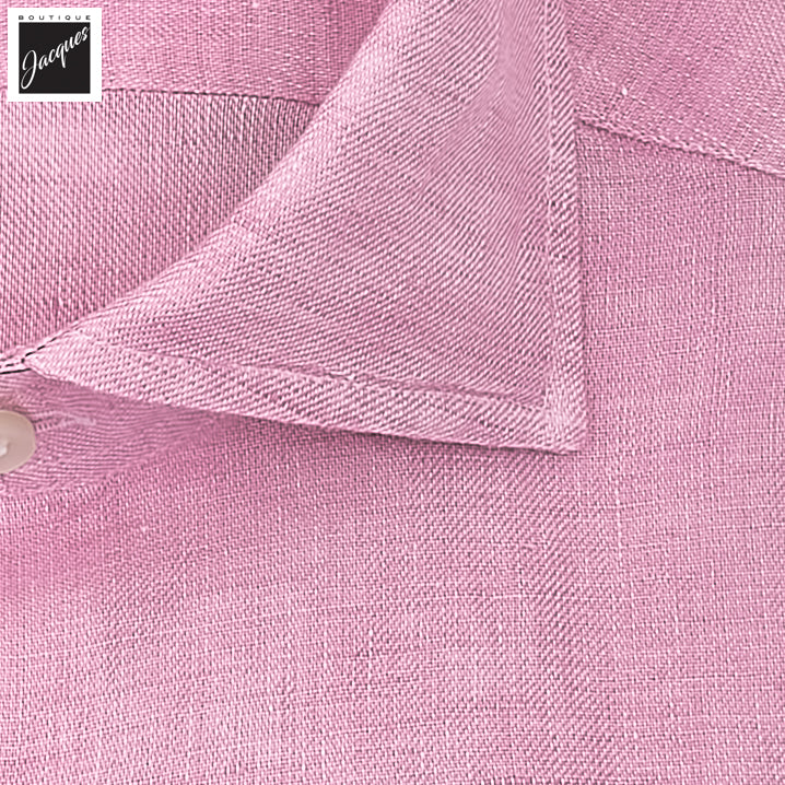 Pink Garment-Dyed Linen Modern Fit Casual Shirt - SONRISA - Boutique Jacques International