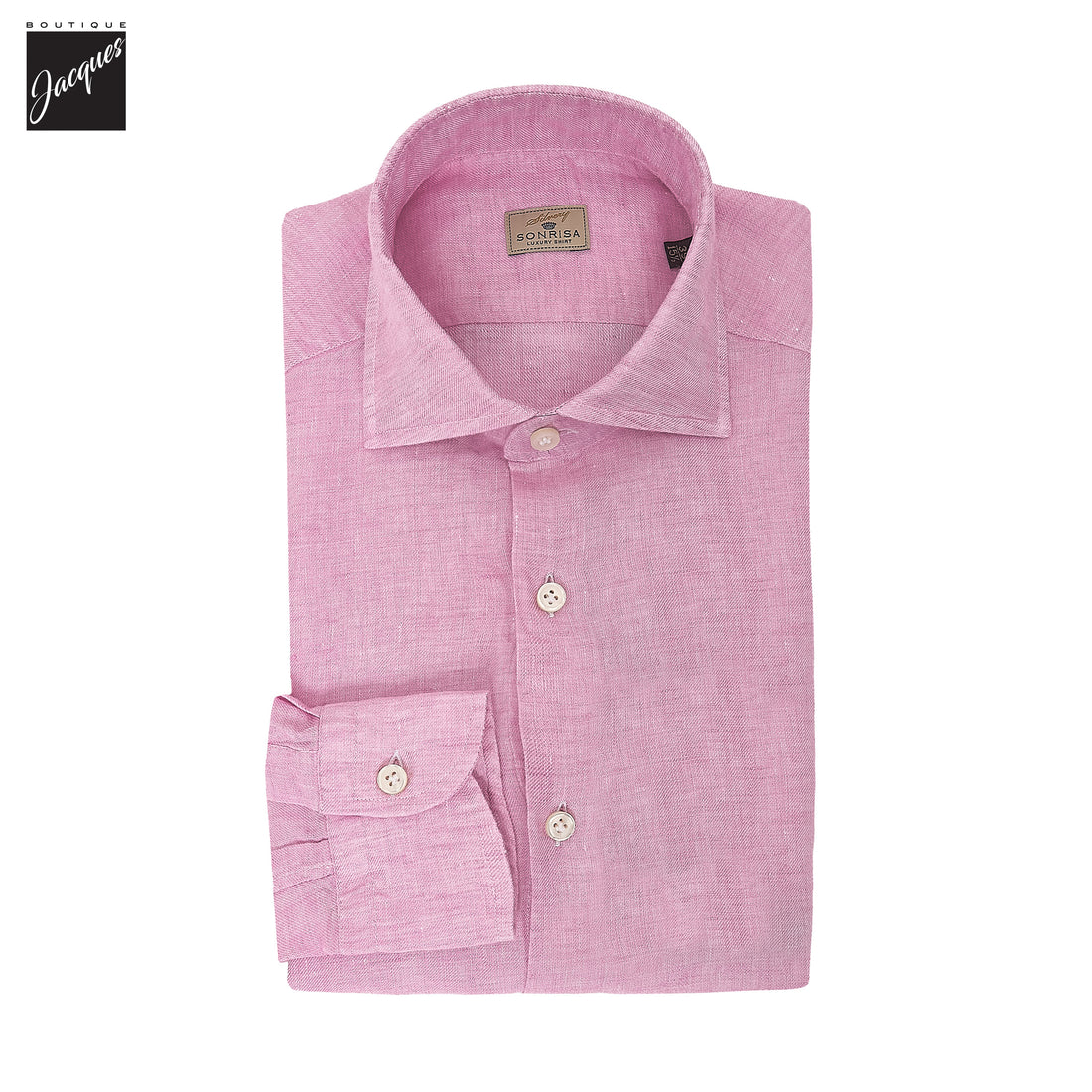 Pink Garment-Dyed Linen Modern Fit Casual Shirt - SONRISA - Boutique Jacques International