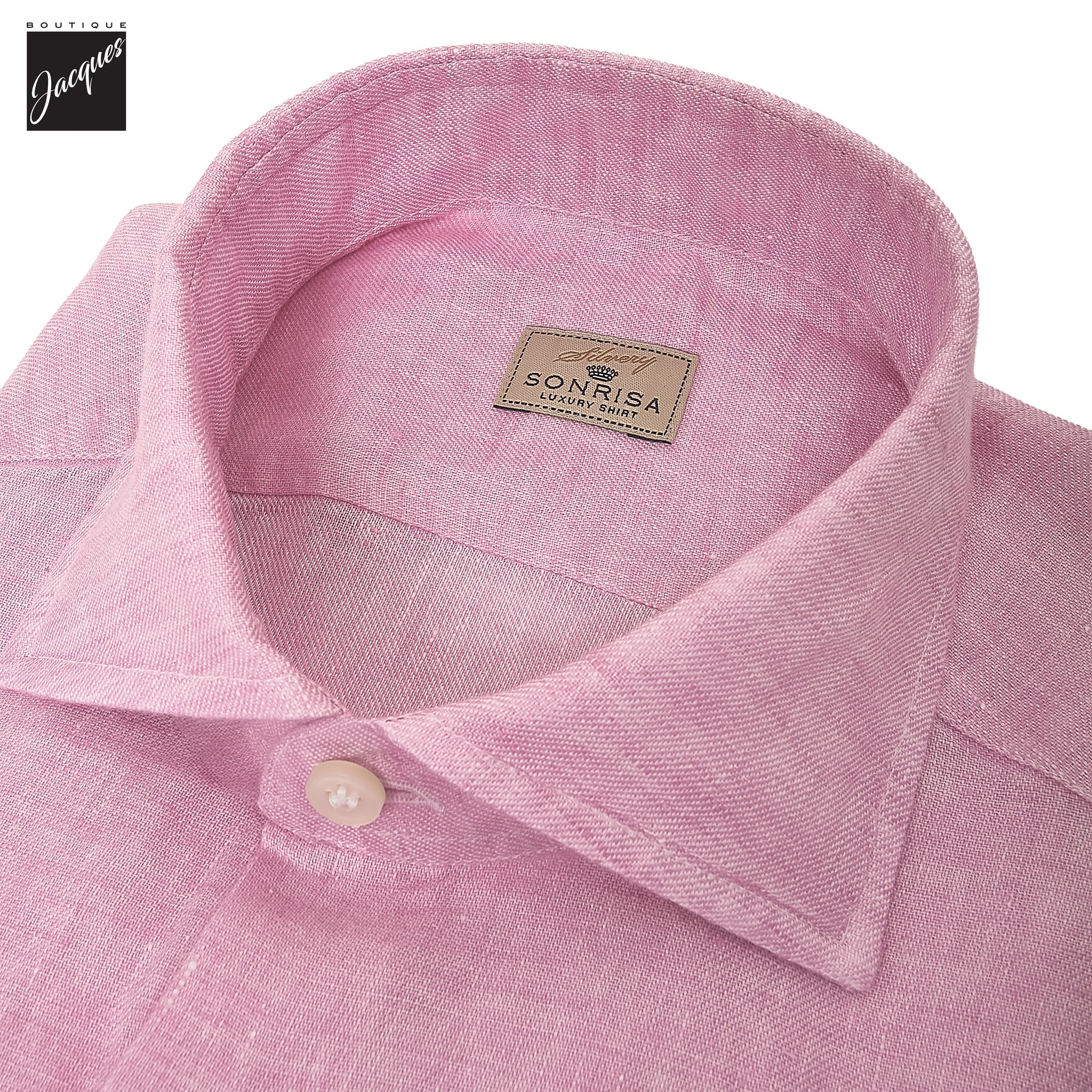 Pink Garment-Dyed Linen Modern Fit Casual Shirt - SONRISA - Boutique Jacques International