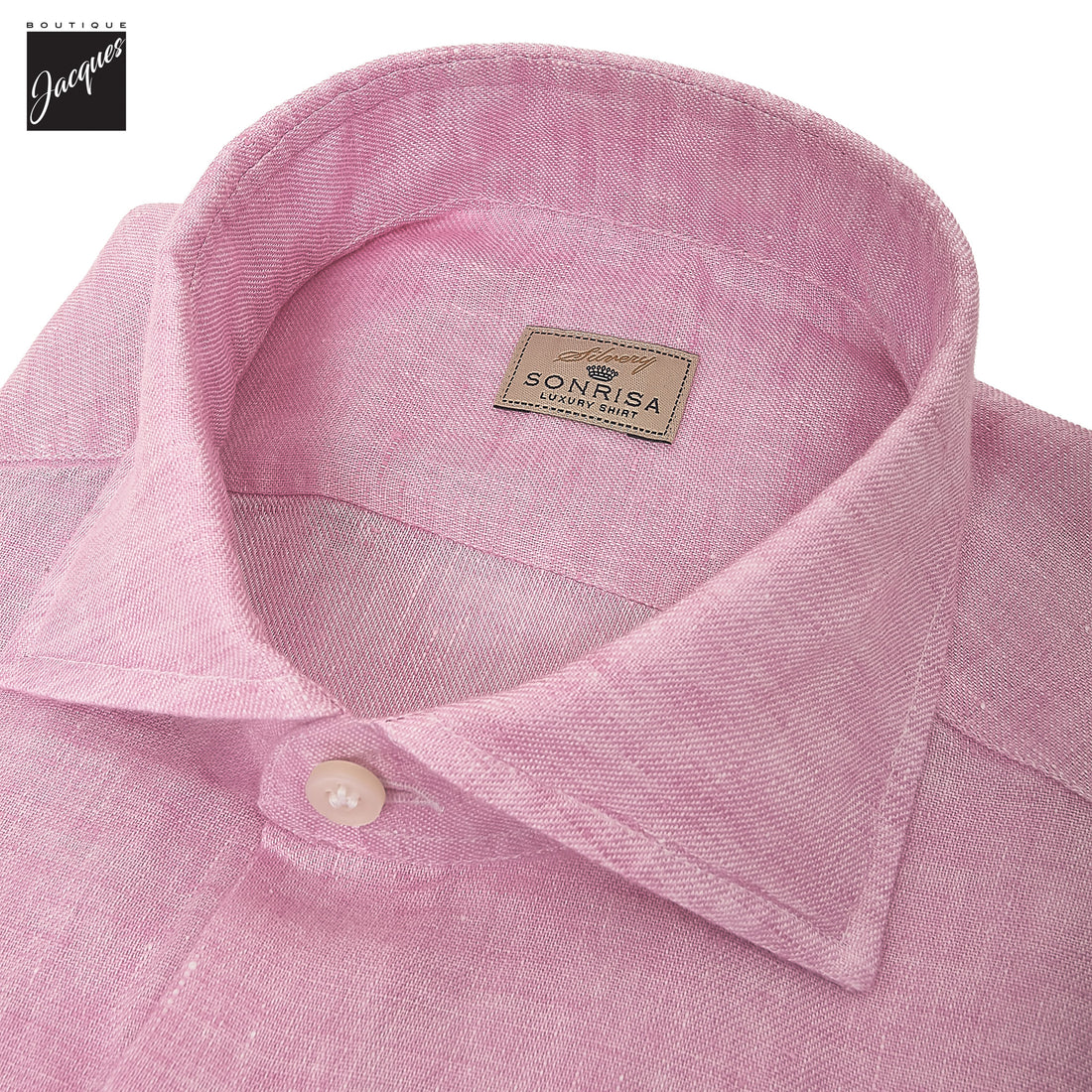 Pink Garment-Dyed Linen Modern Fit Casual Shirt - SONRISA - Boutique Jacques International