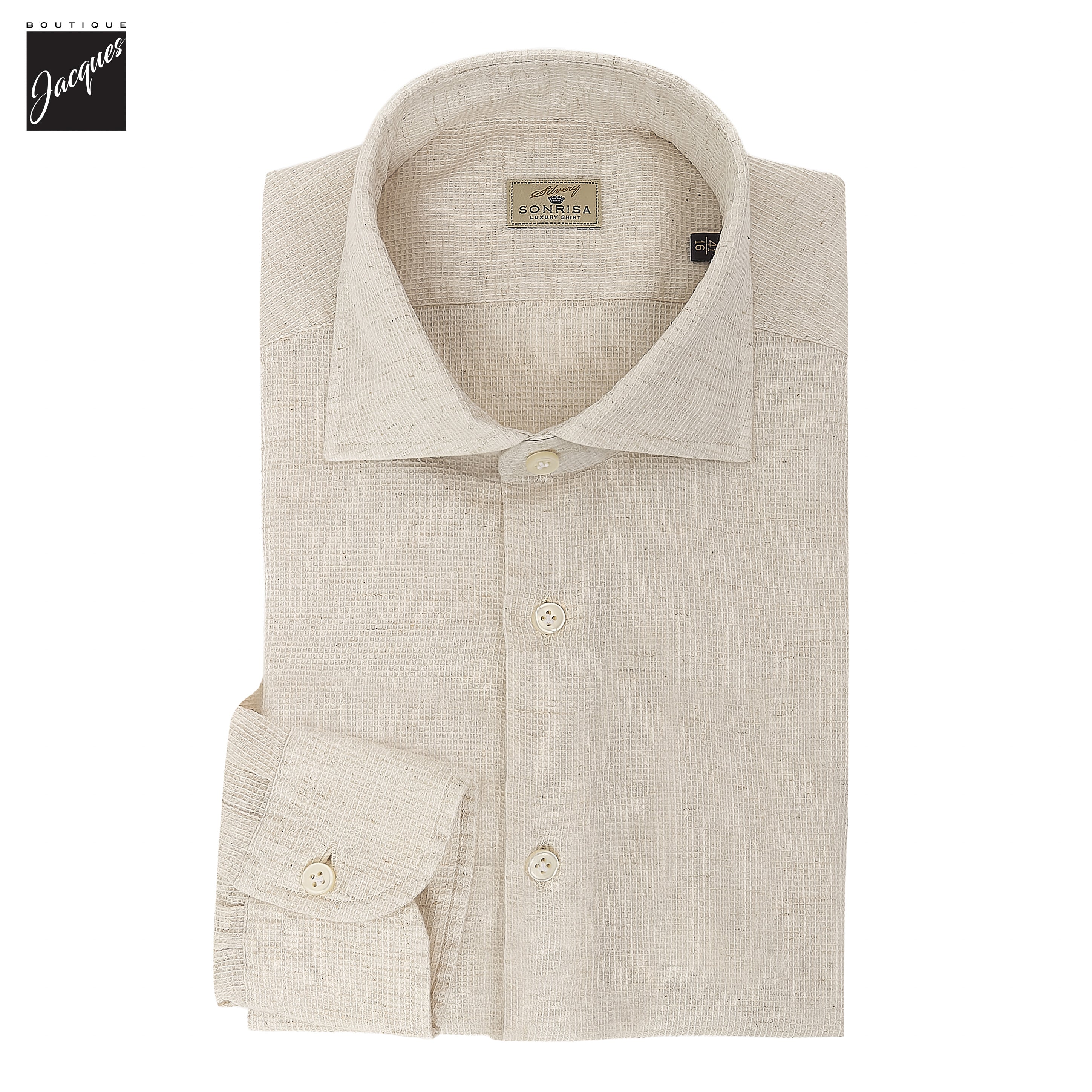 Oatmeal Textured Cotton Linen Modern Fit Casual Shirt - SONRISA - Boutique Jacques International