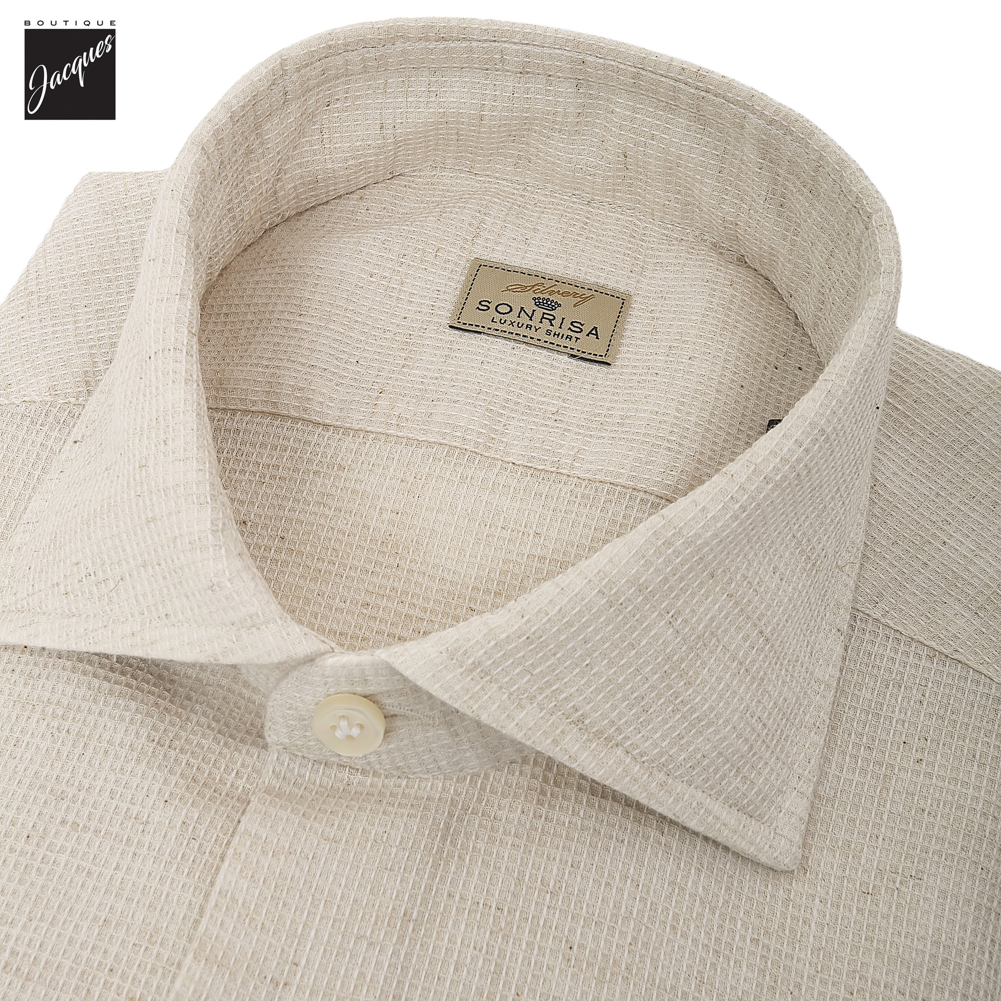 Oatmeal Textured Cotton Linen Modern Fit Casual Shirt - SONRISA - Boutique Jacques International