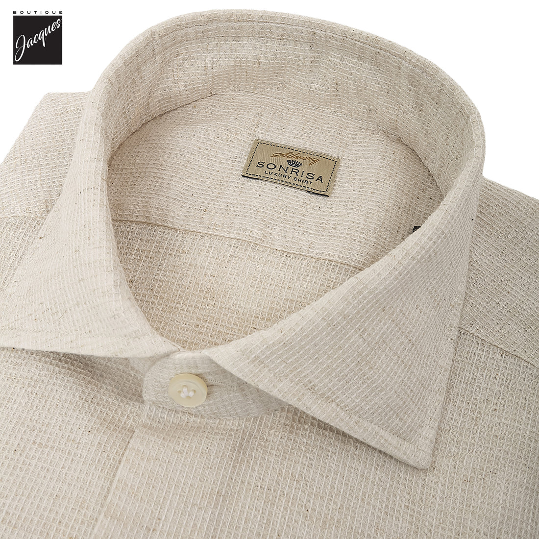 Oatmeal Textured Cotton Linen Modern Fit Casual Shirt - SONRISA - Boutique Jacques International