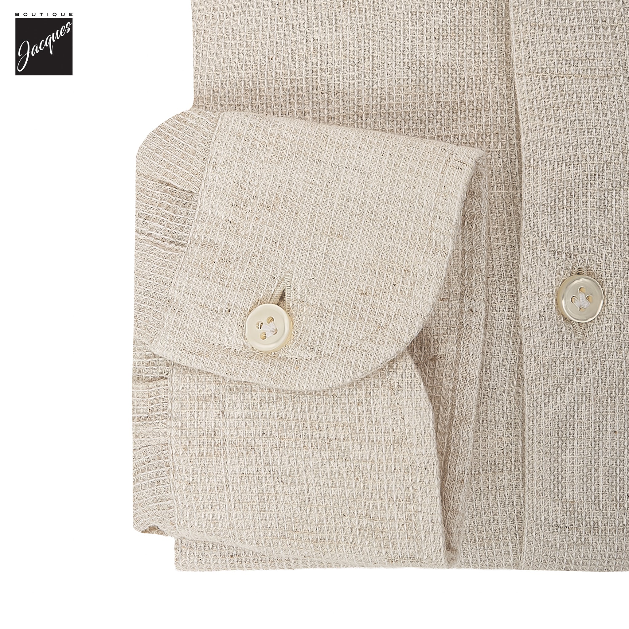 Oatmeal Textured Cotton Linen Modern Fit Casual Shirt - SONRISA - Boutique Jacques International