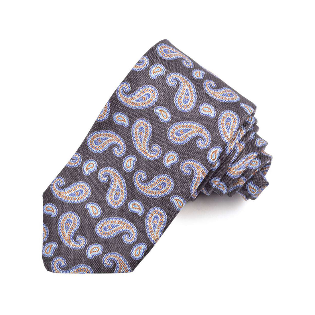 Black & Gray Paisley Silk Tie - DION