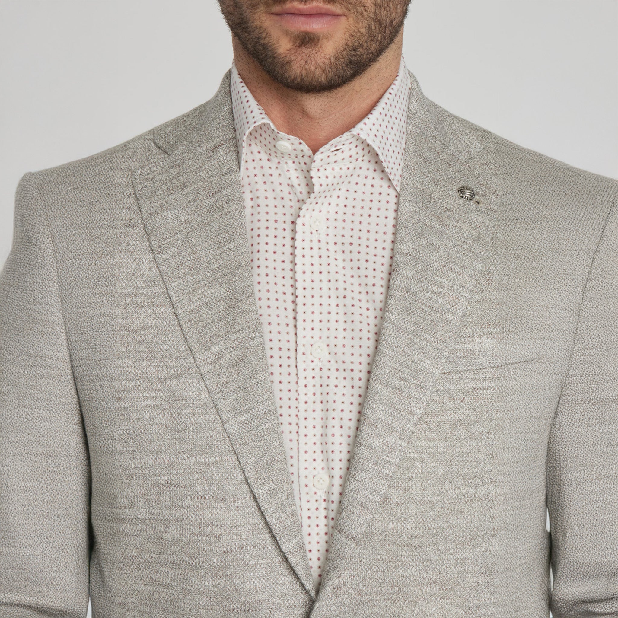 Oatmeal Mouliné Hampton Contemporary Fit Linen Knit Sport Jacket - Jack Victor