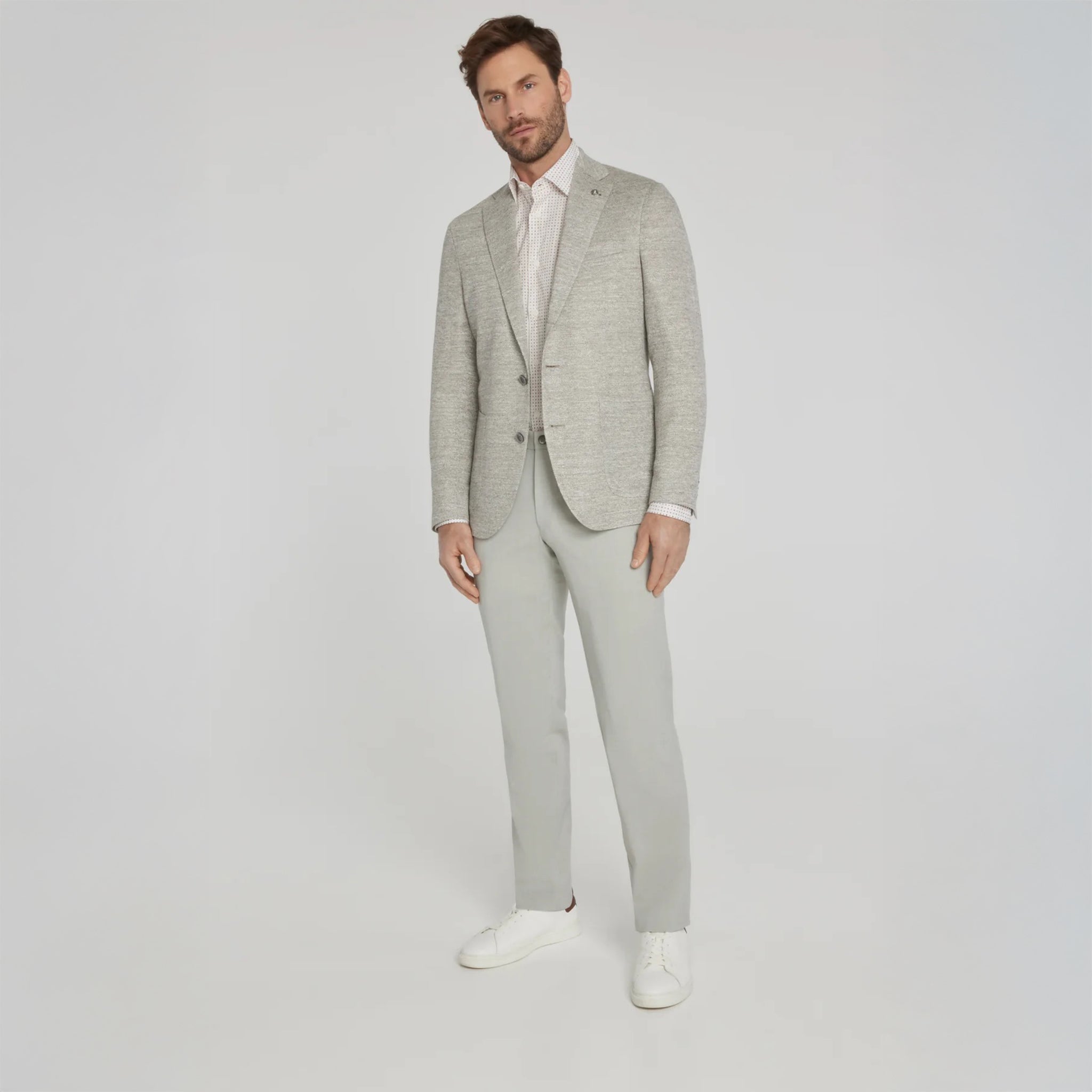 Oatmeal Mouliné Hampton Contemporary Fit Linen Knit Sport Jacket - Jack Victor