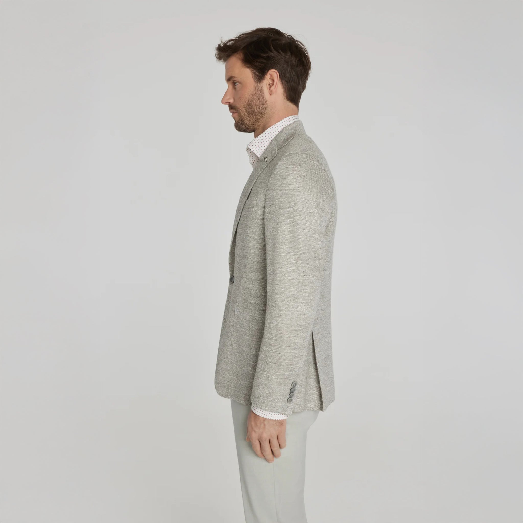 Oatmeal Mouliné Hampton Contemporary Fit Linen Knit Sport Jacket - Jack Victor