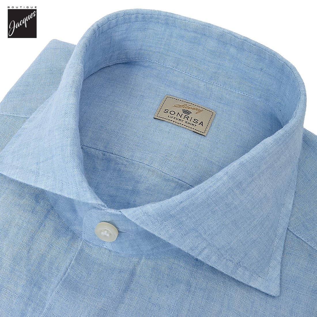 Sky Blue Garment-Dyed Linen Modern Fit Casual Shirt - SONRISA - Boutique Jacques International