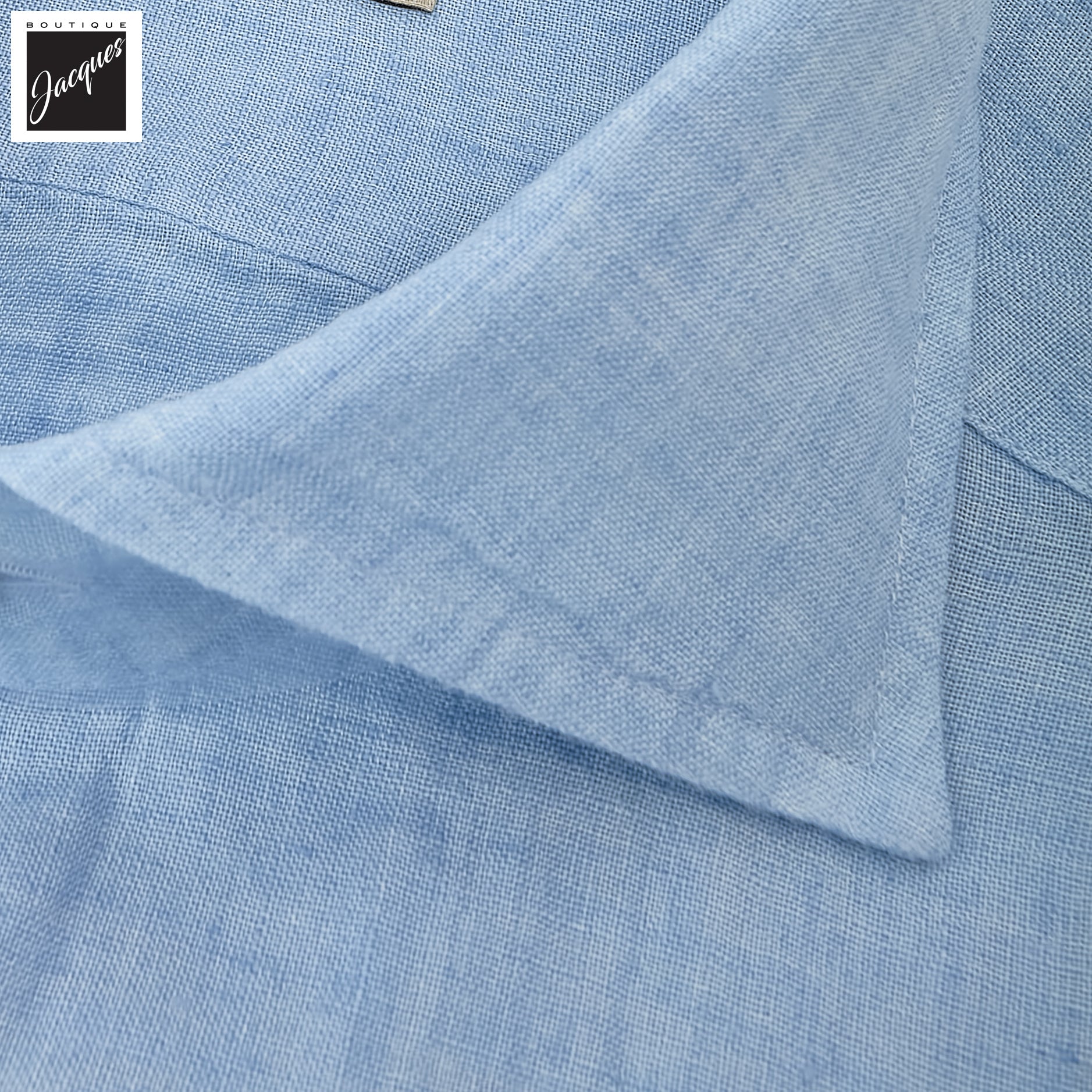 Sky Blue Garment-Dyed Linen Modern Fit Casual Shirt - SONRISA - Boutique Jacques International