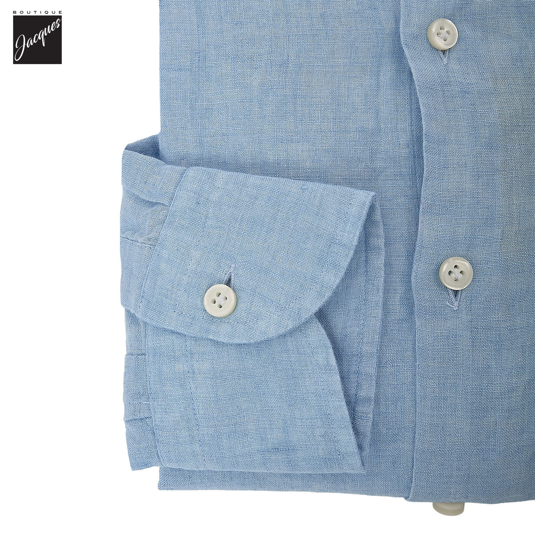 Sky Blue Garment-Dyed Linen Modern Fit Casual Shirt - SONRISA - Boutique Jacques International