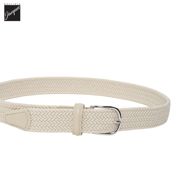 Cream Solid Woven Elastic Belt - Anderson's - Boutique Jacques International