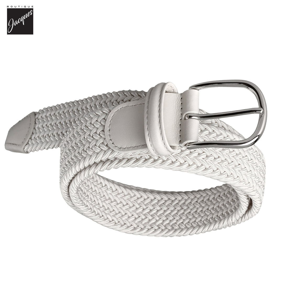 White Solid Woven Elastic Belt - Anderson's