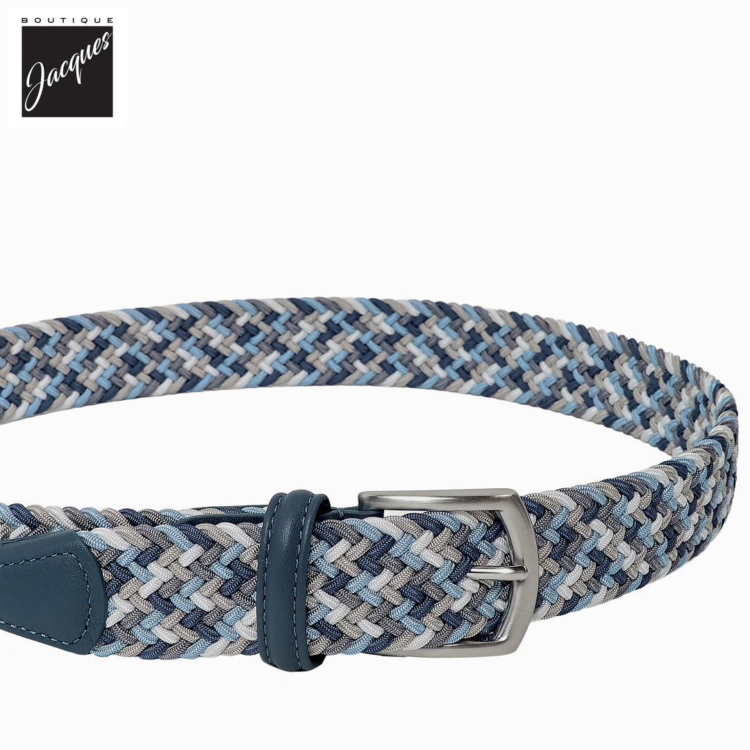Light Blue Multicolour Woven Elastic Belt - Anderson's - Boutique Jacques International