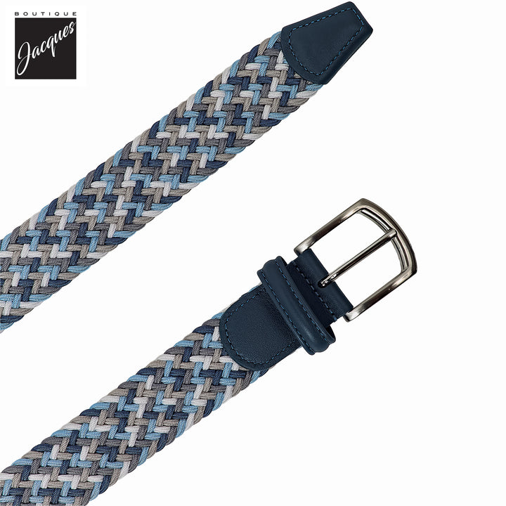 Light Blue Multicolour Woven Elastic Belt - Anderson's - Boutique Jacques International