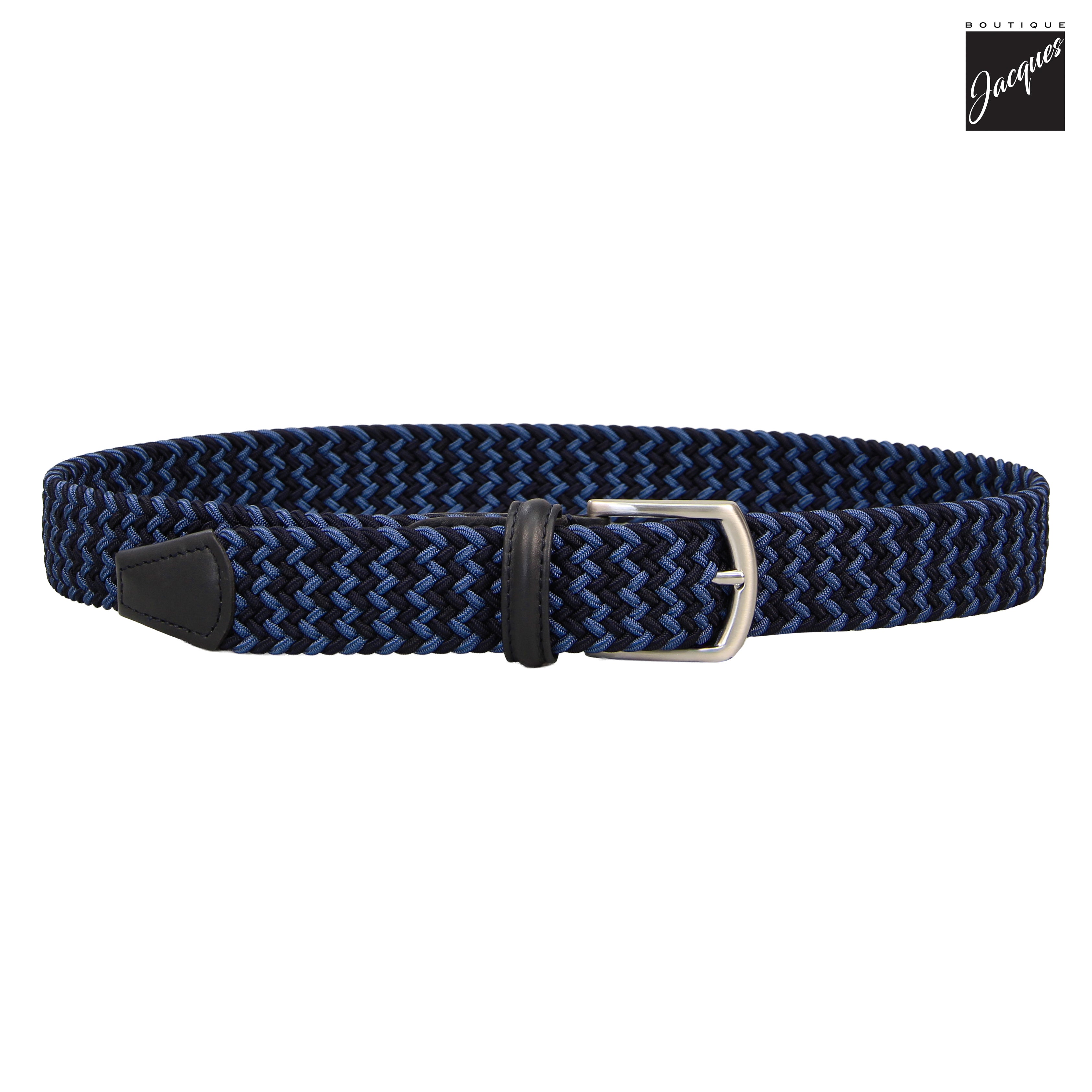 Blue Two-Tone Multicolour Woven Elastic Belt - Anderson's