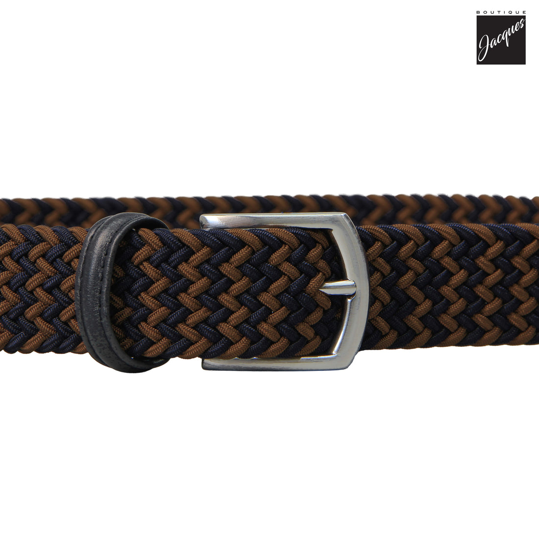 Brown & Navy Two-Tone Multicolour Woven Elastic Belt - Anderson's