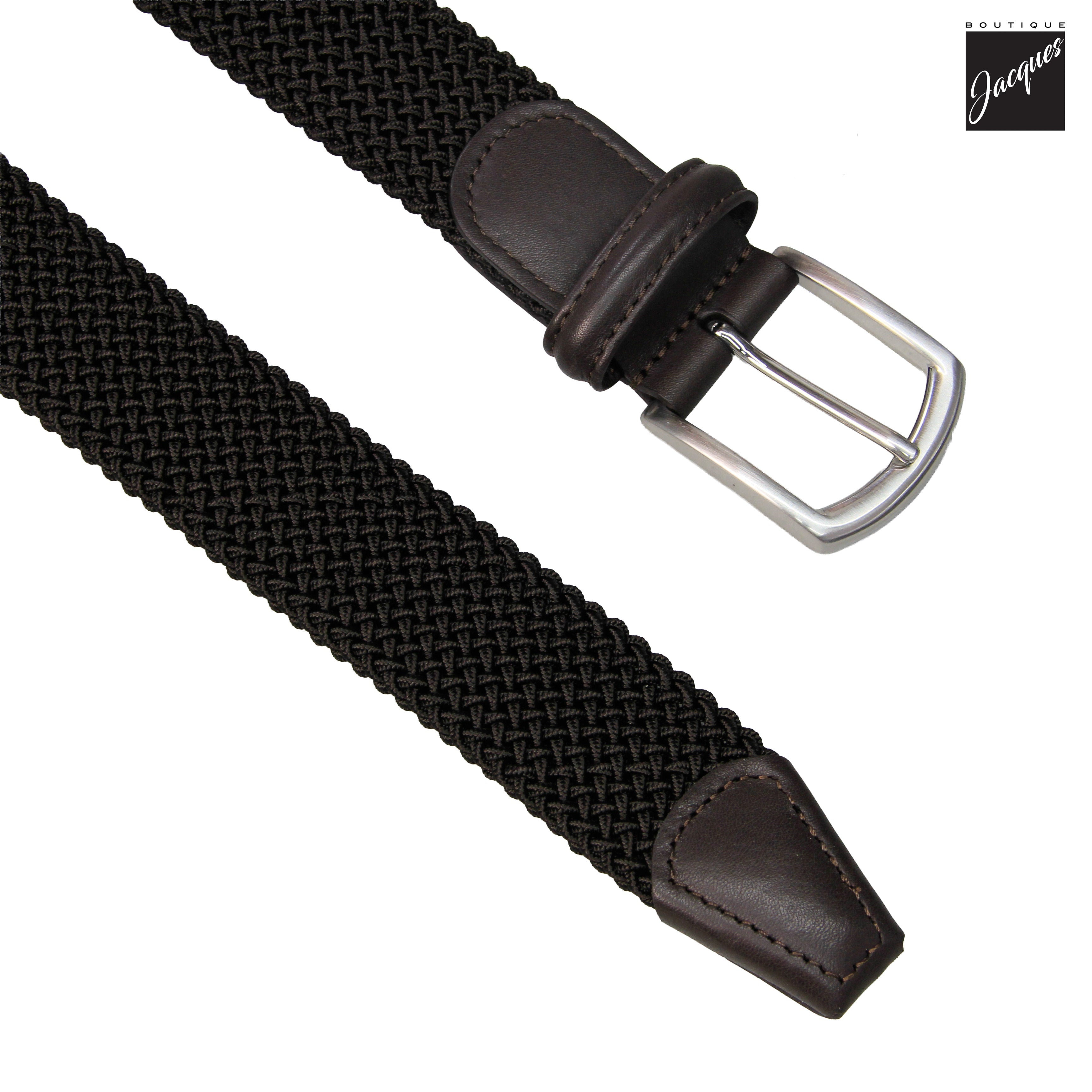 Ceinture élastique tissée brun foncé uni - Anderson's