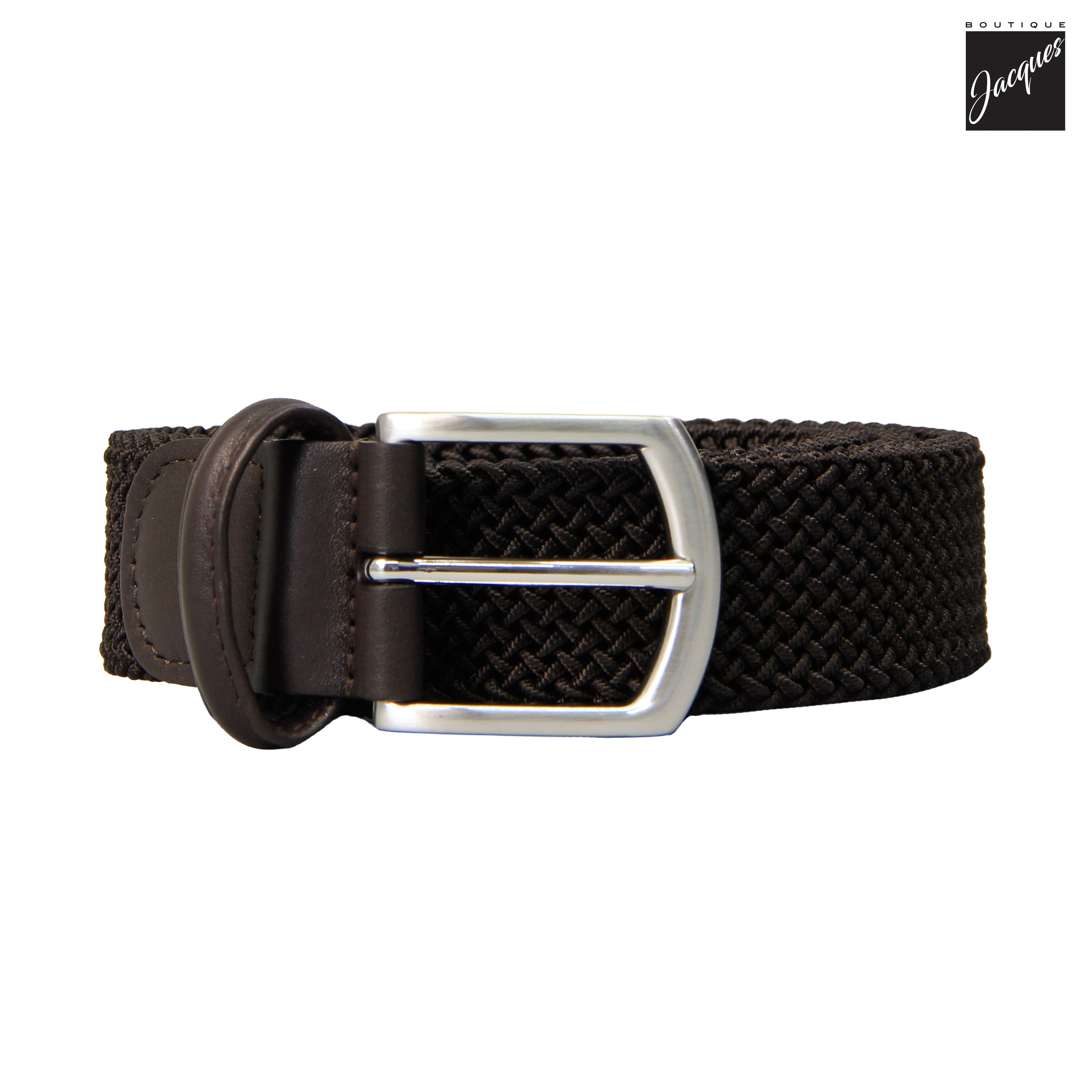 Ceinture élastique tissée brun foncé uni - Anderson's