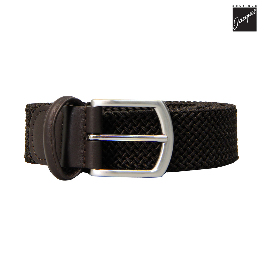 Ceinture élastique tissée brun foncé uni - Anderson's
