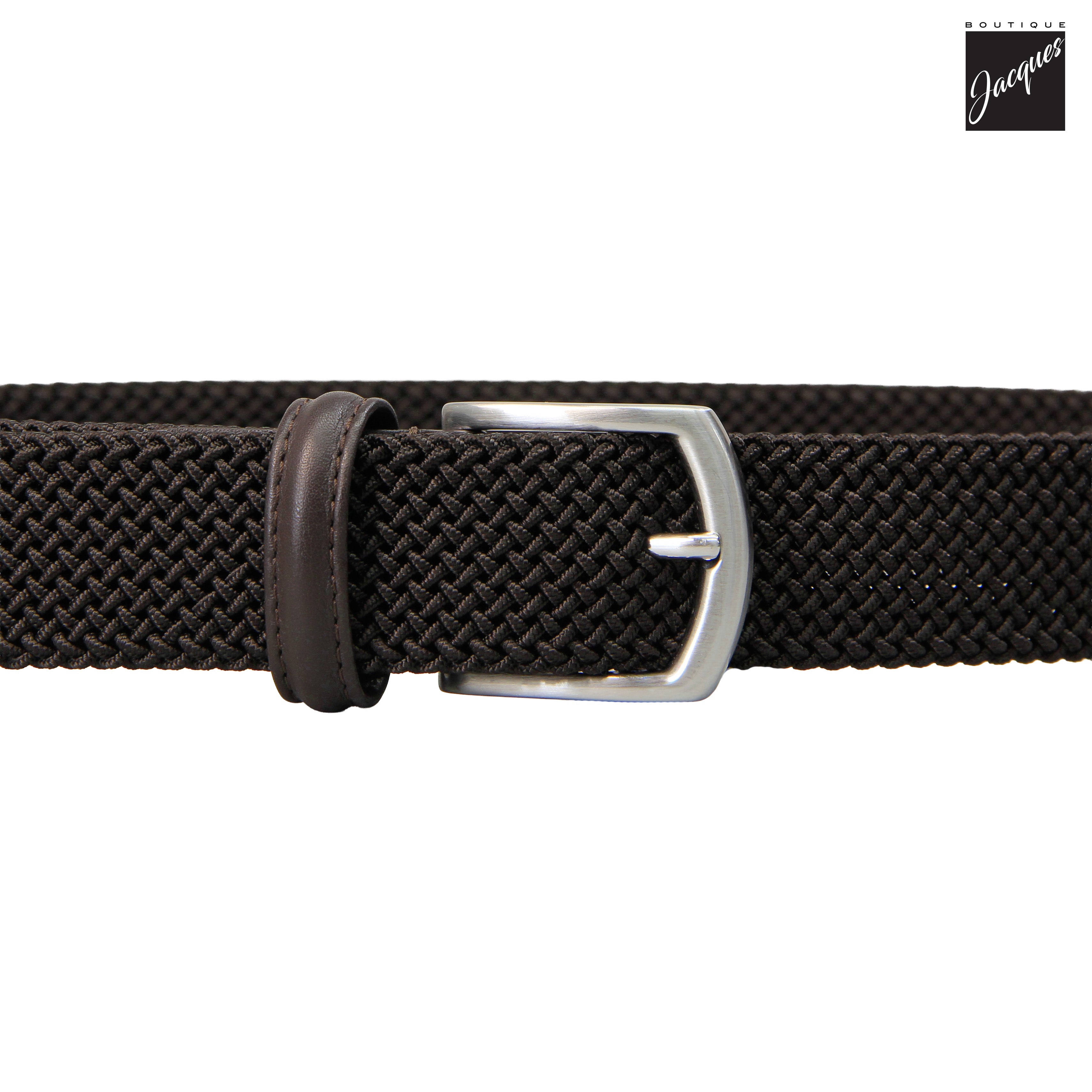 Ceinture élastique tissée brun foncé uni - Anderson's
