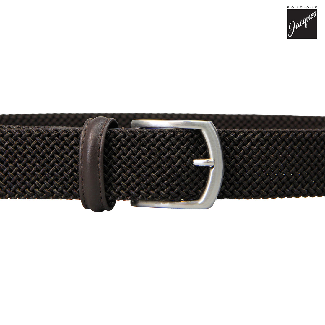 Ceinture élastique tissée brun foncé uni - Anderson's