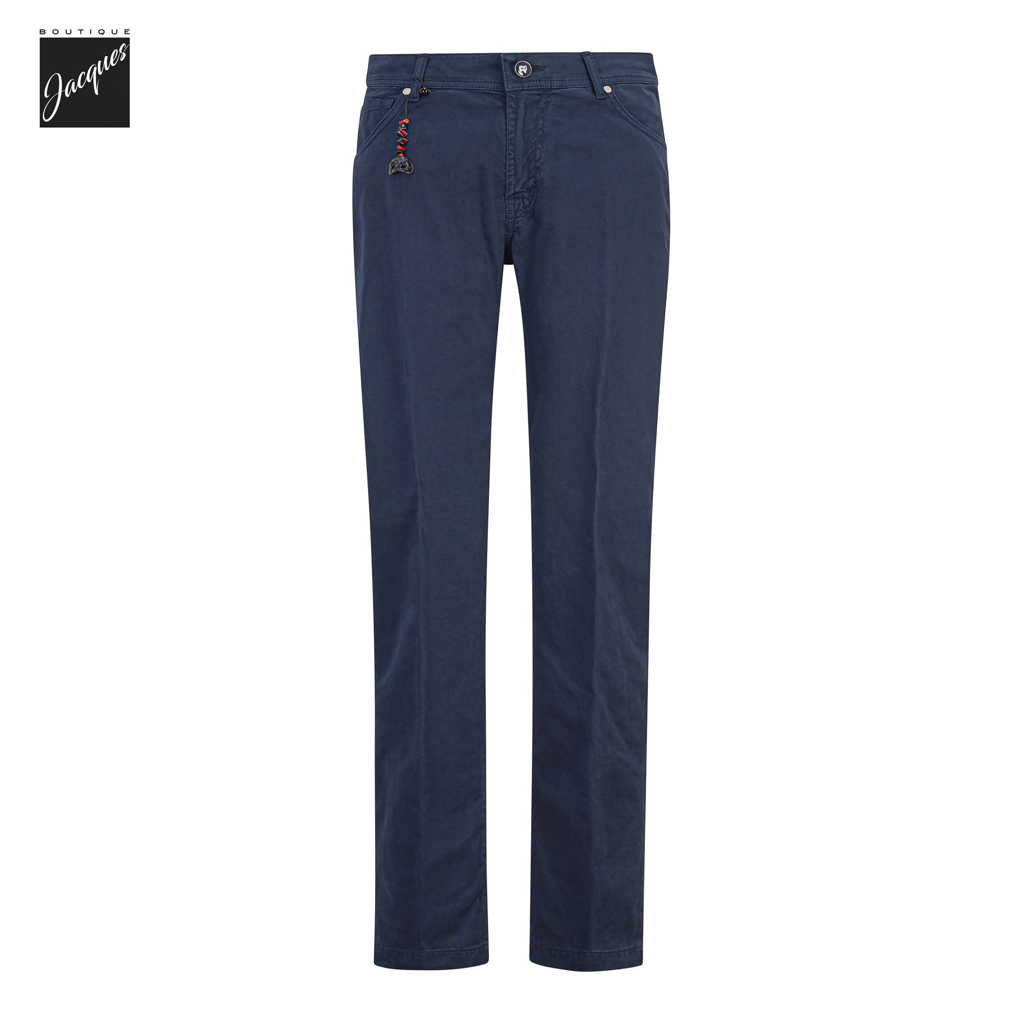 Navy Cotton-Stretch Nerano M Tailored Fit Five Pocket Pants - Marco Pescarolo