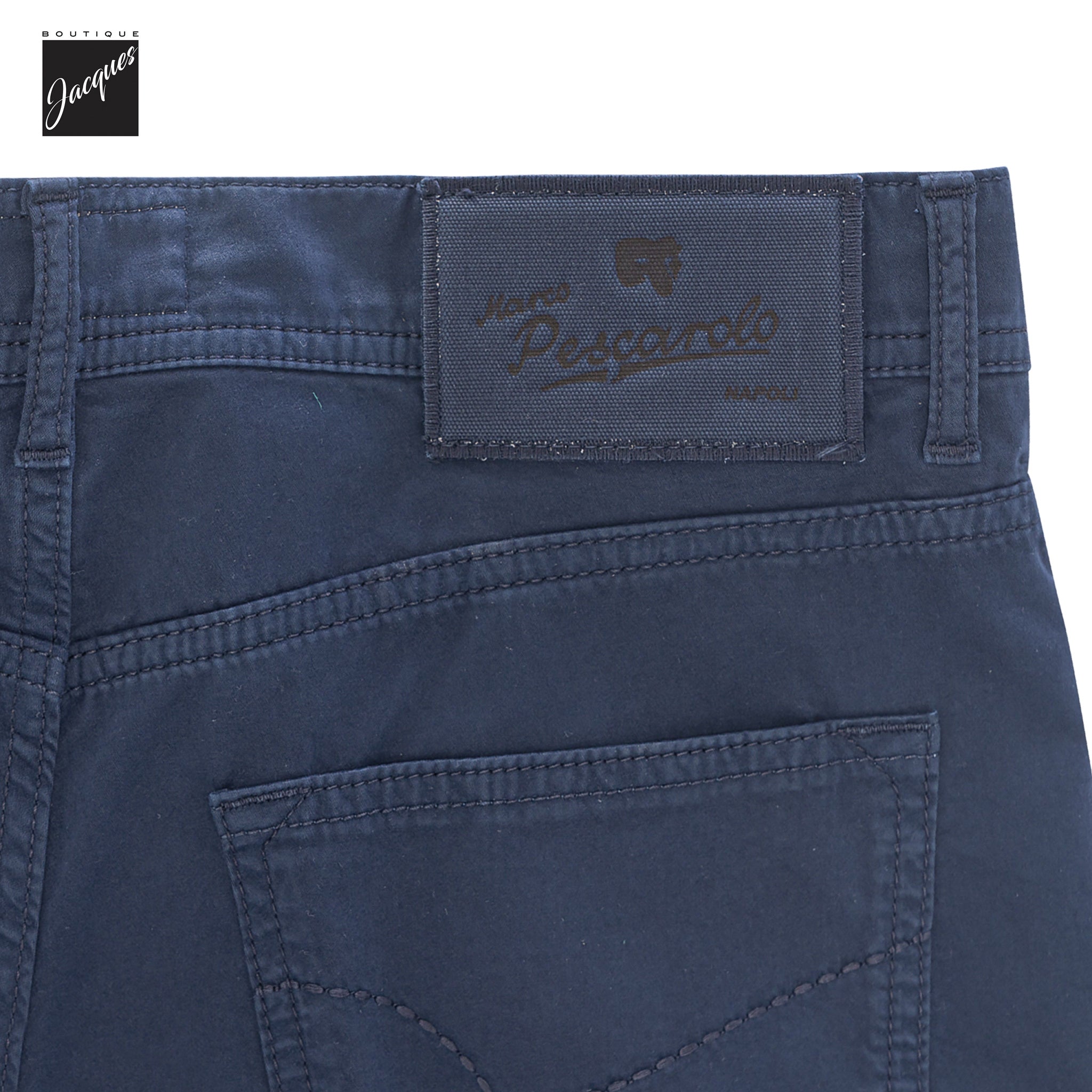Navy Cotton-Stretch Nerano M Tailored Fit Five Pocket Pants - Marco Pescarolo