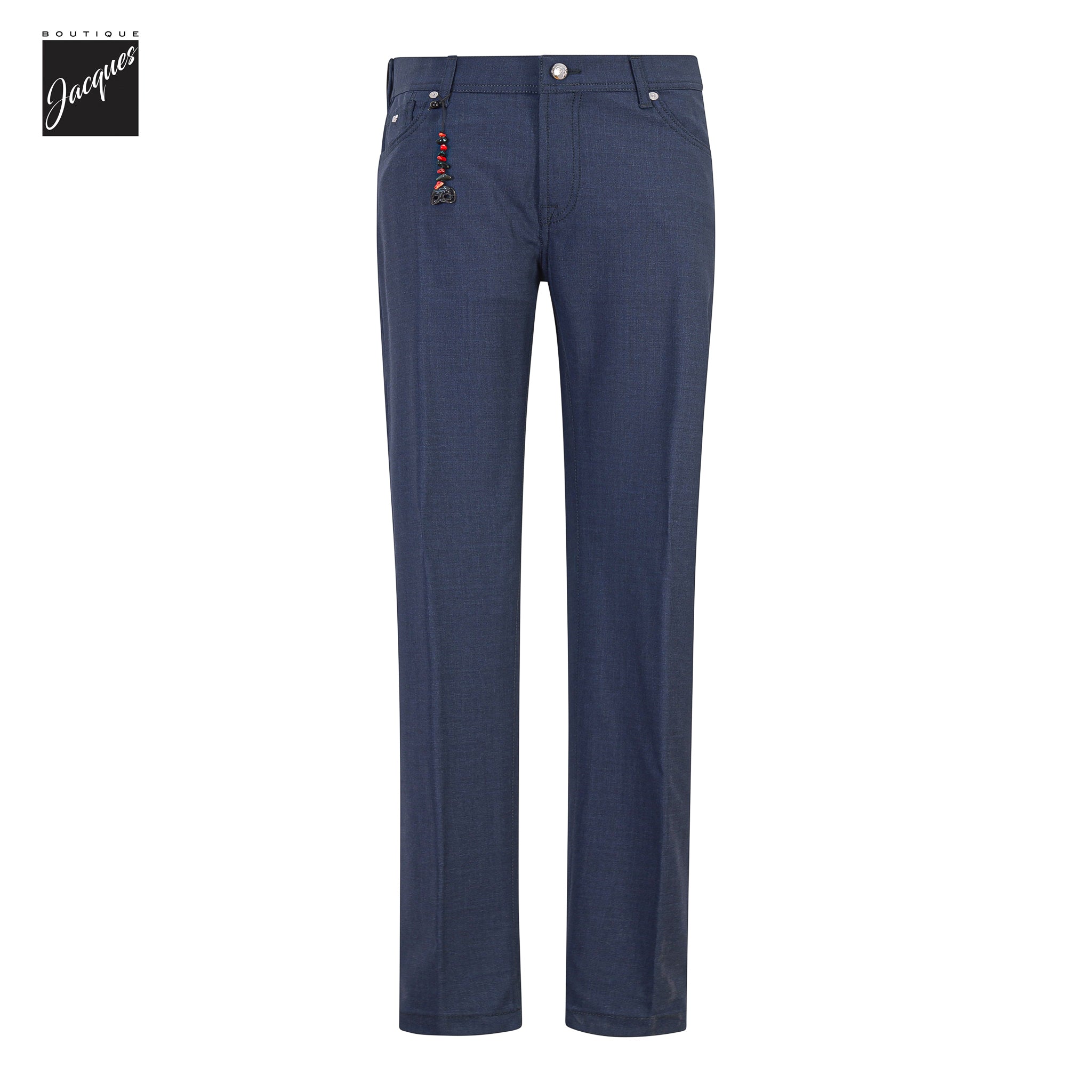 Navy Wool-Stretch Nerano M Tailored Fit Five Pocket Pants - Marco Pescarolo