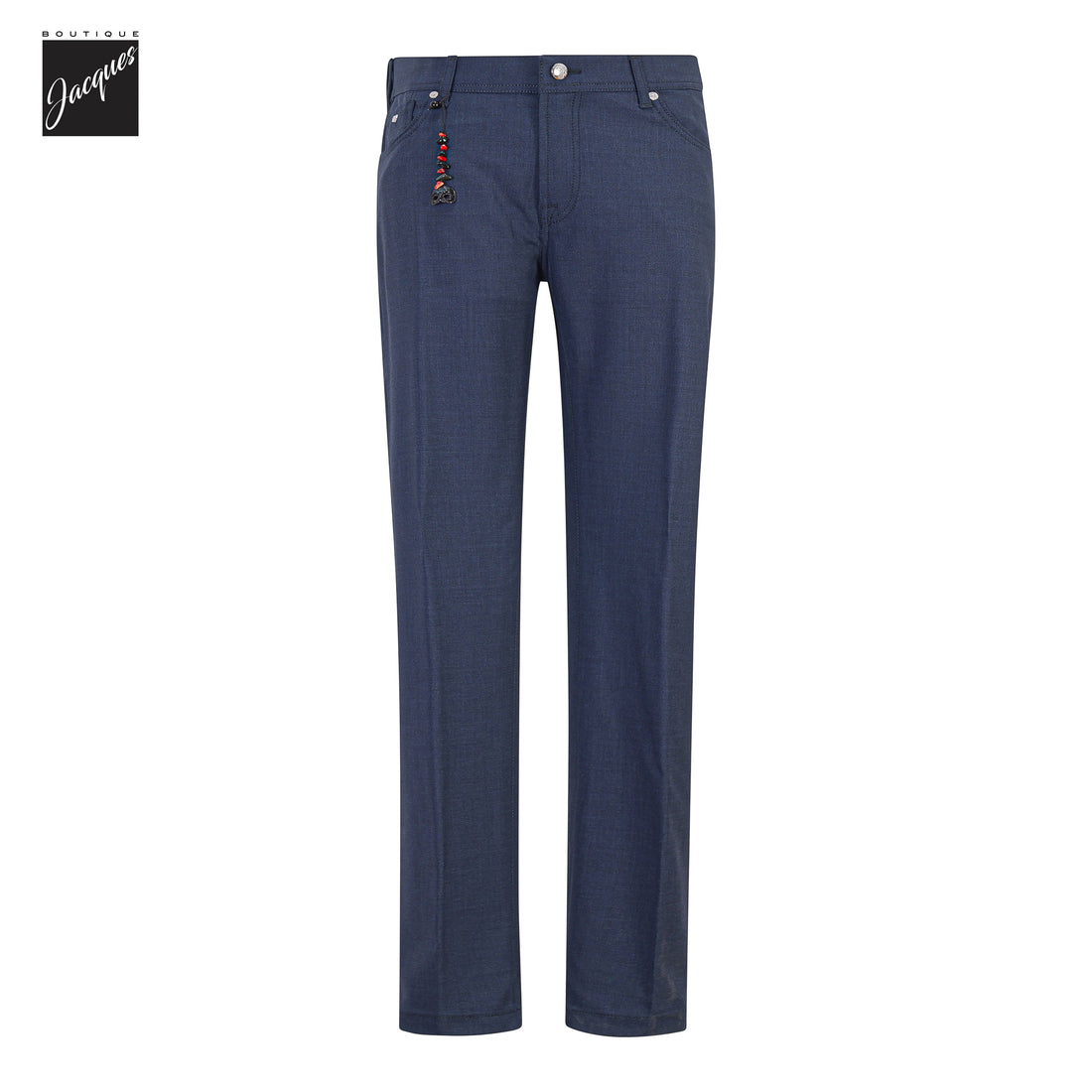Navy Wool-Stretch Nerano M Tailored Fit Five Pocket Pants - Marco Pescarolo