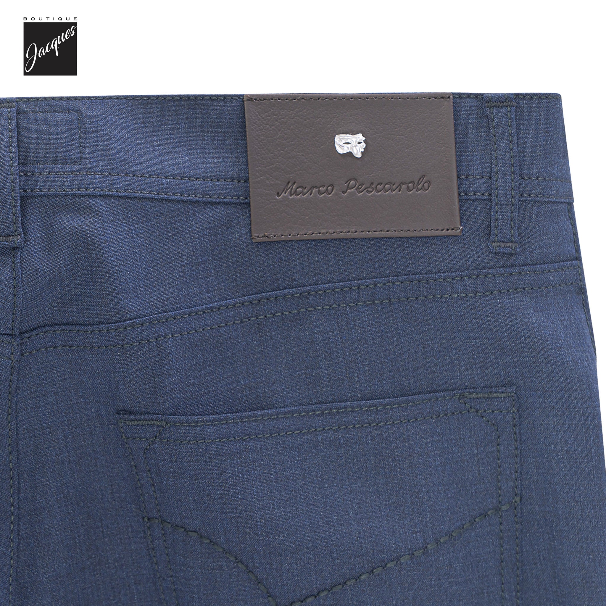 Navy Wool-Stretch Nerano M Tailored Fit Five Pocket Pants - Marco Pescarolo