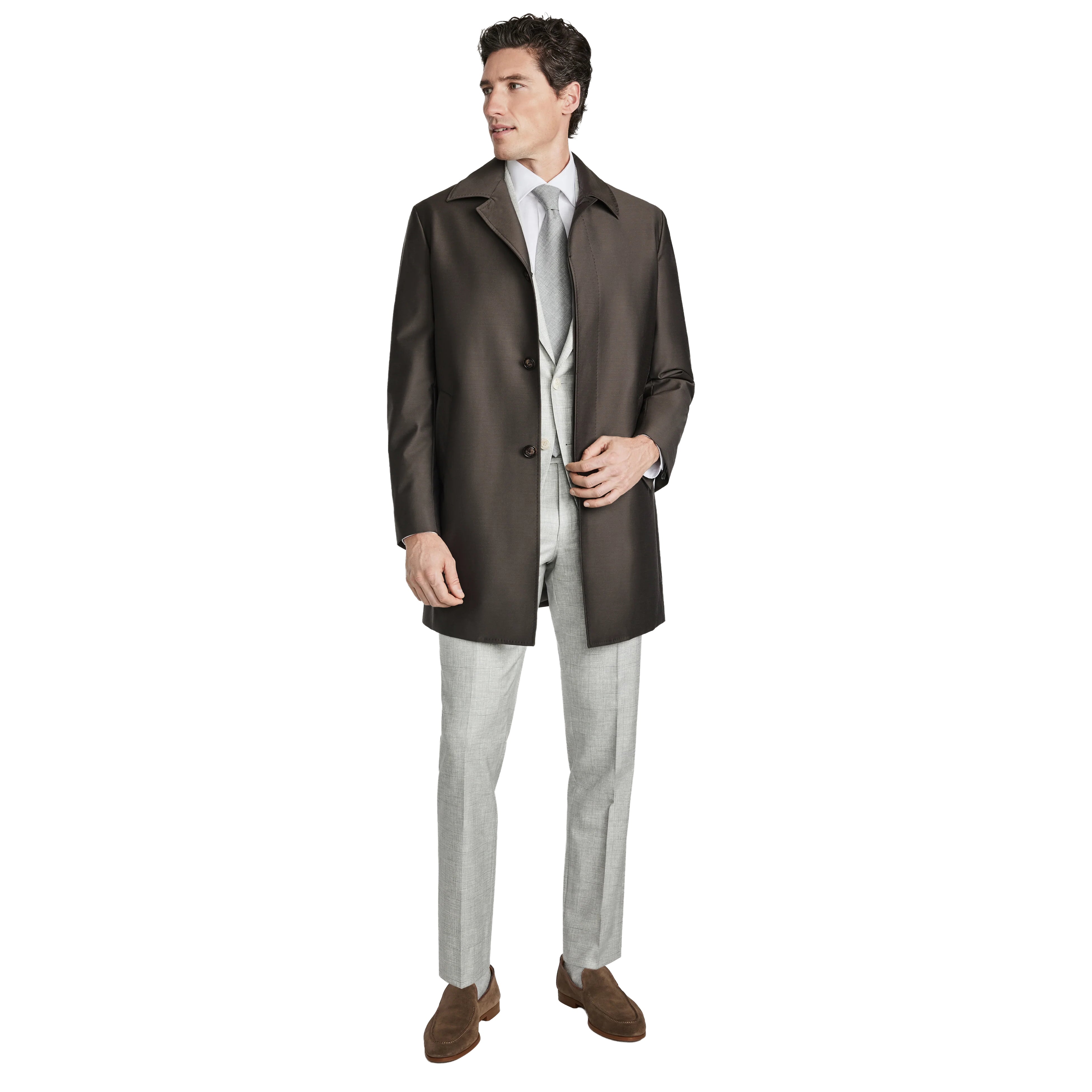Brown Wool-Blend Loro Piana’s Green Storm System® Herman Raincoat - Jack Victor - Boutique Jacques International