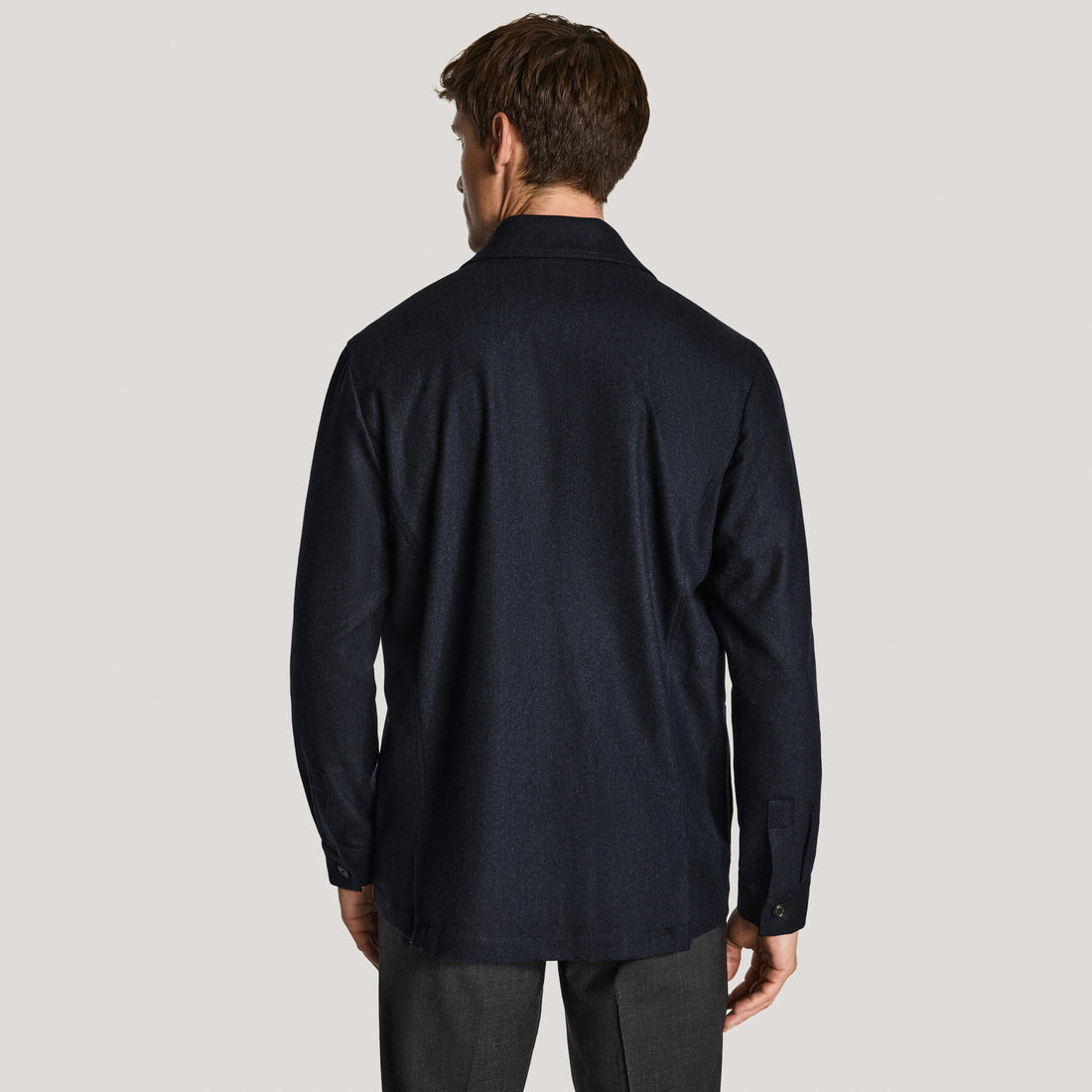 Navy Blue Wool-Stretch Colbey Overshirt - Jack Victor