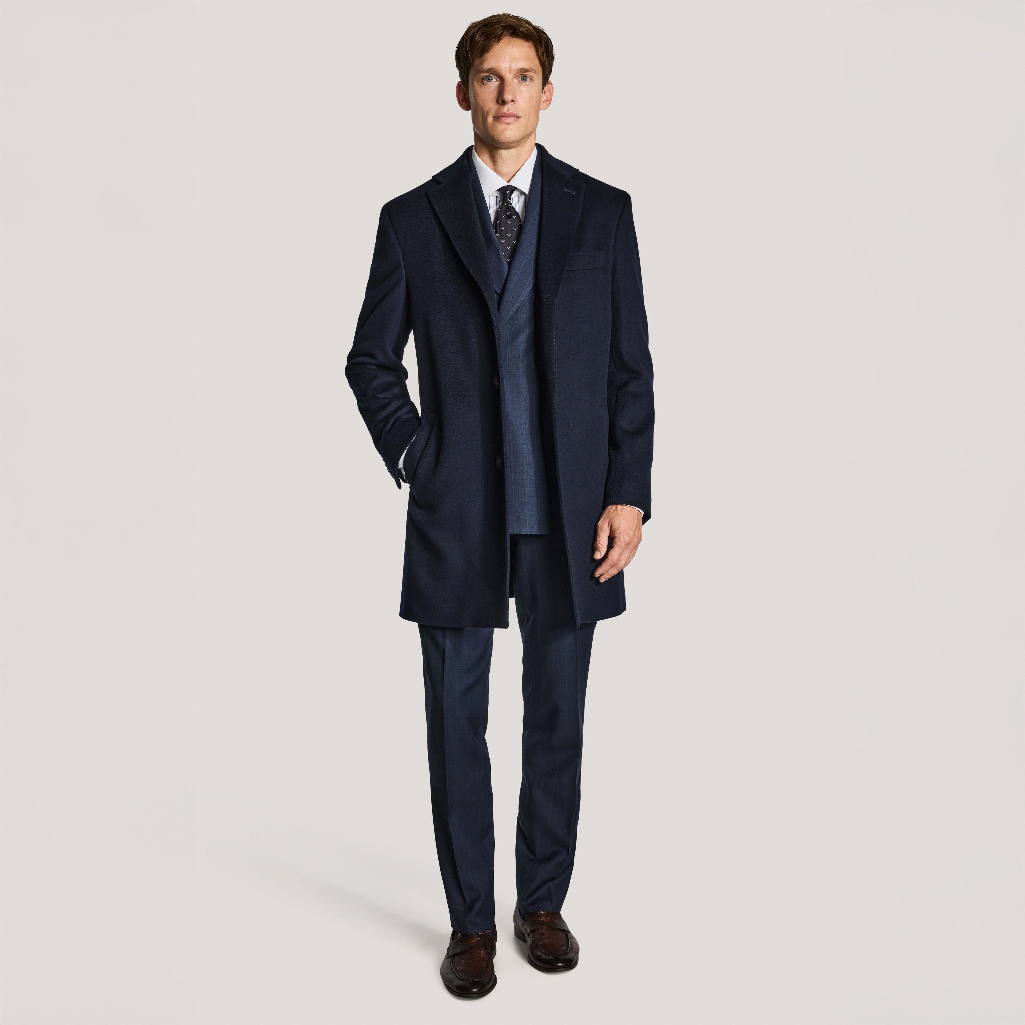 Pardessus Wesley en laine et cachemire bleu nuit - Jack Victor
