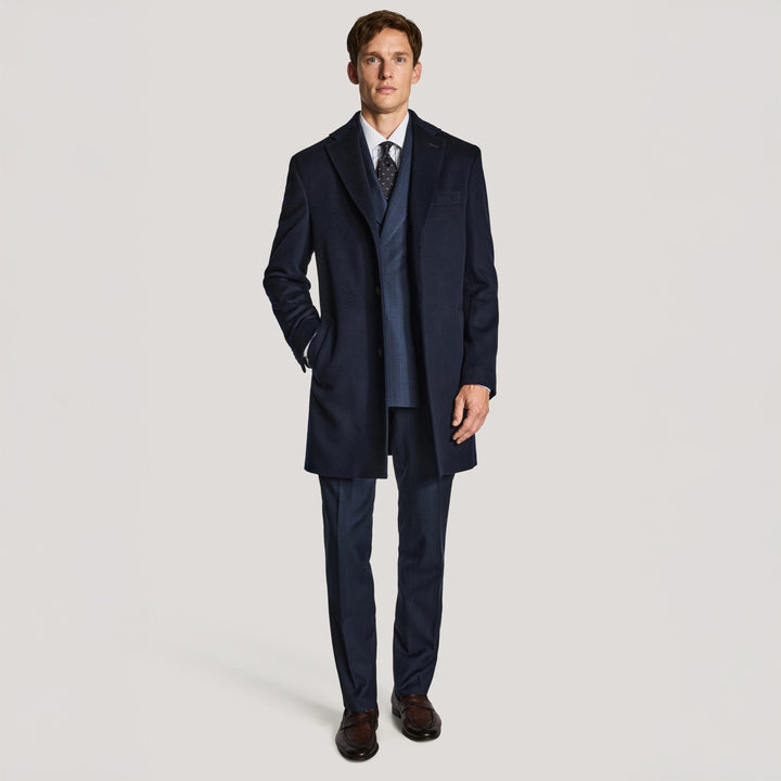 Midnight Blue Wesley Wool-Cashmere Overcoat - Jack Victor