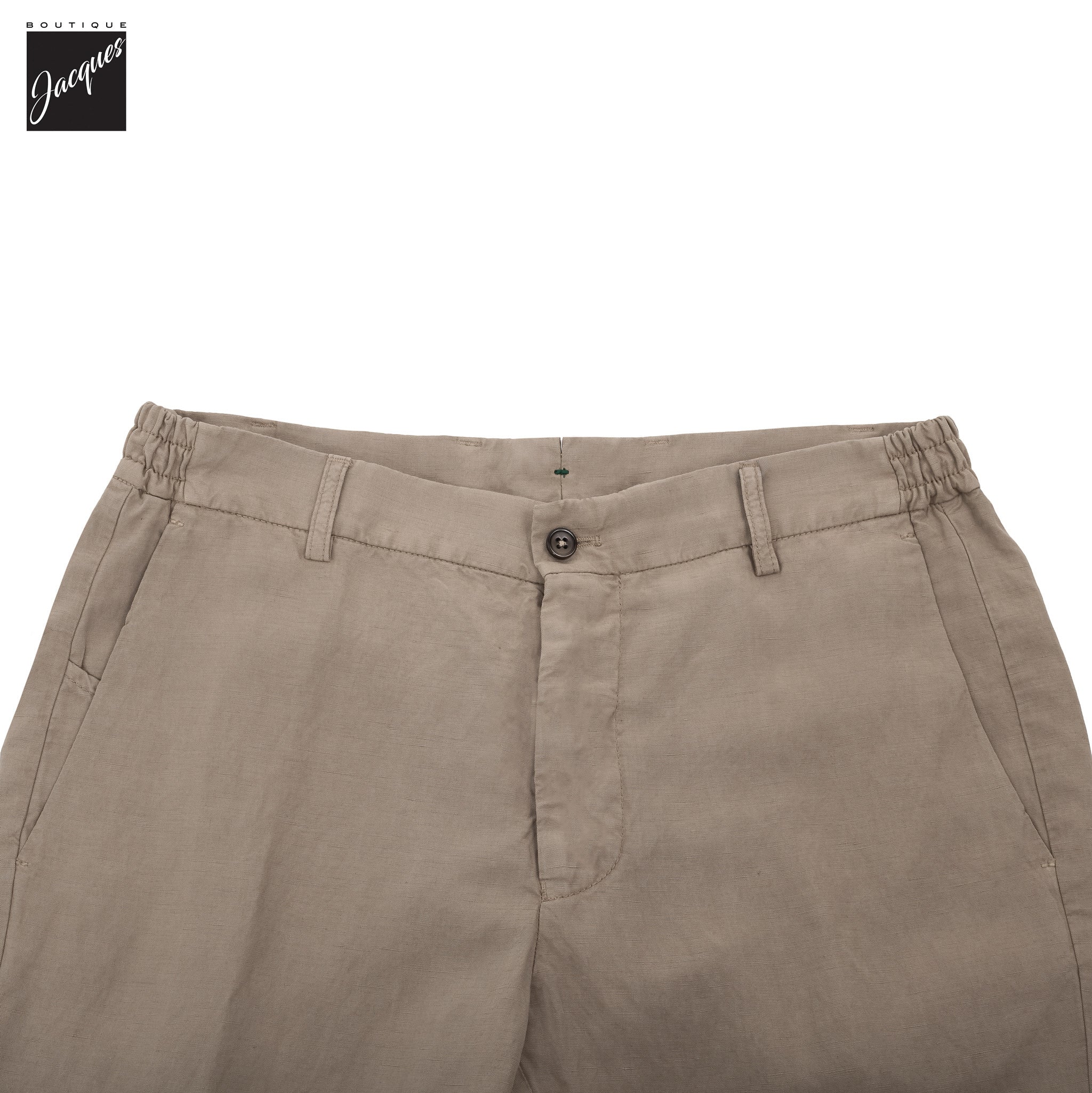 Light Fango (Mud) Lyocell-Linen Elax Bermuda Shorts - Berwich - Boutique Jacques International