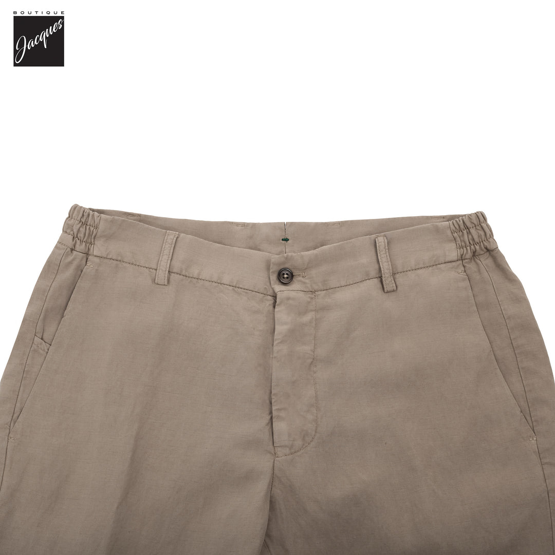 Light Fango (Mud) Lyocell-Linen Elax Bermuda Shorts - Berwich - Boutique Jacques International
