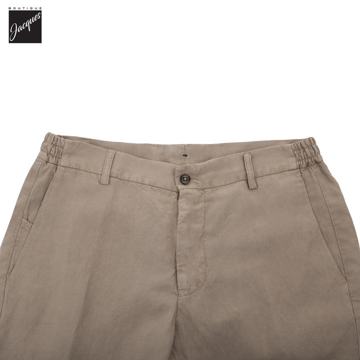 Light Fango (Mud) Lyocell-Linen Elax Bermuda Shorts - Berwich - Boutique Jacques International