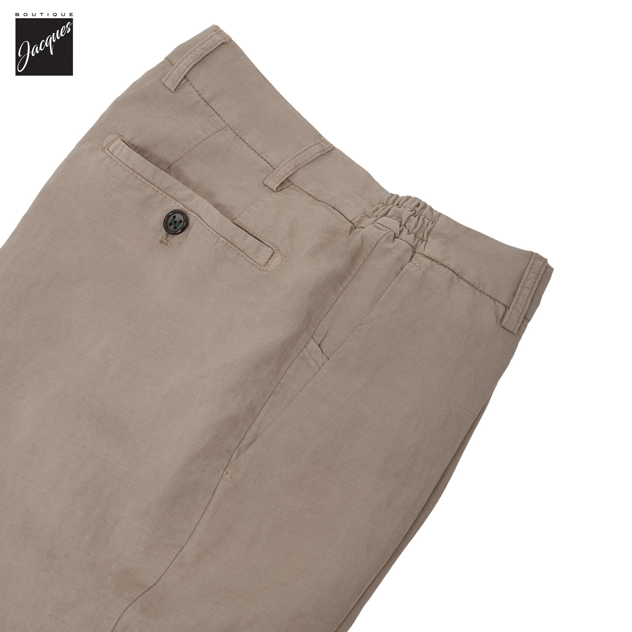 Light Fango (Mud) Lyocell-Linen Elax Bermuda Shorts - Berwich - Boutique Jacques International